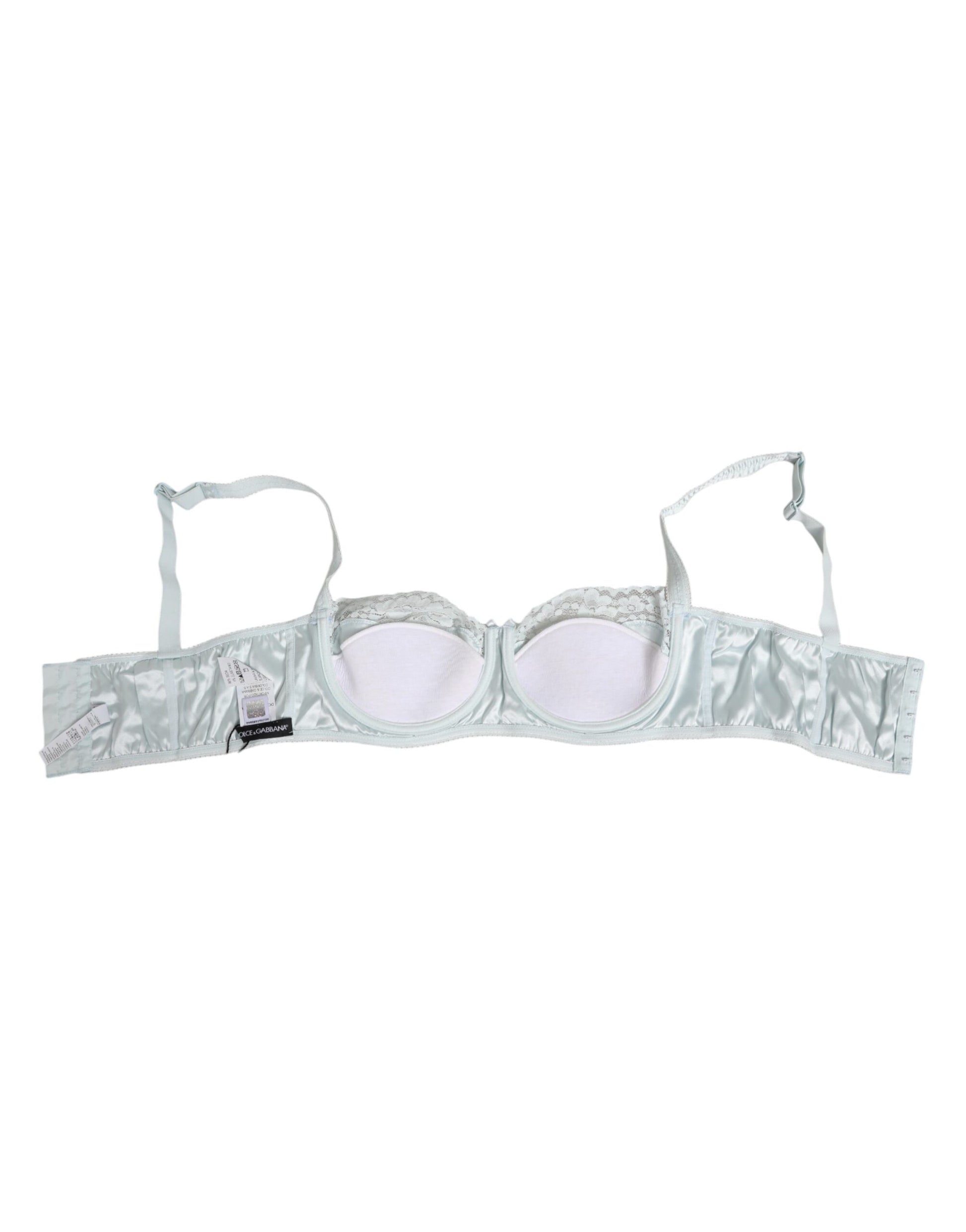 Dolce & Gabbana Light Blue Silk Semi-Padded Balconette Underwear