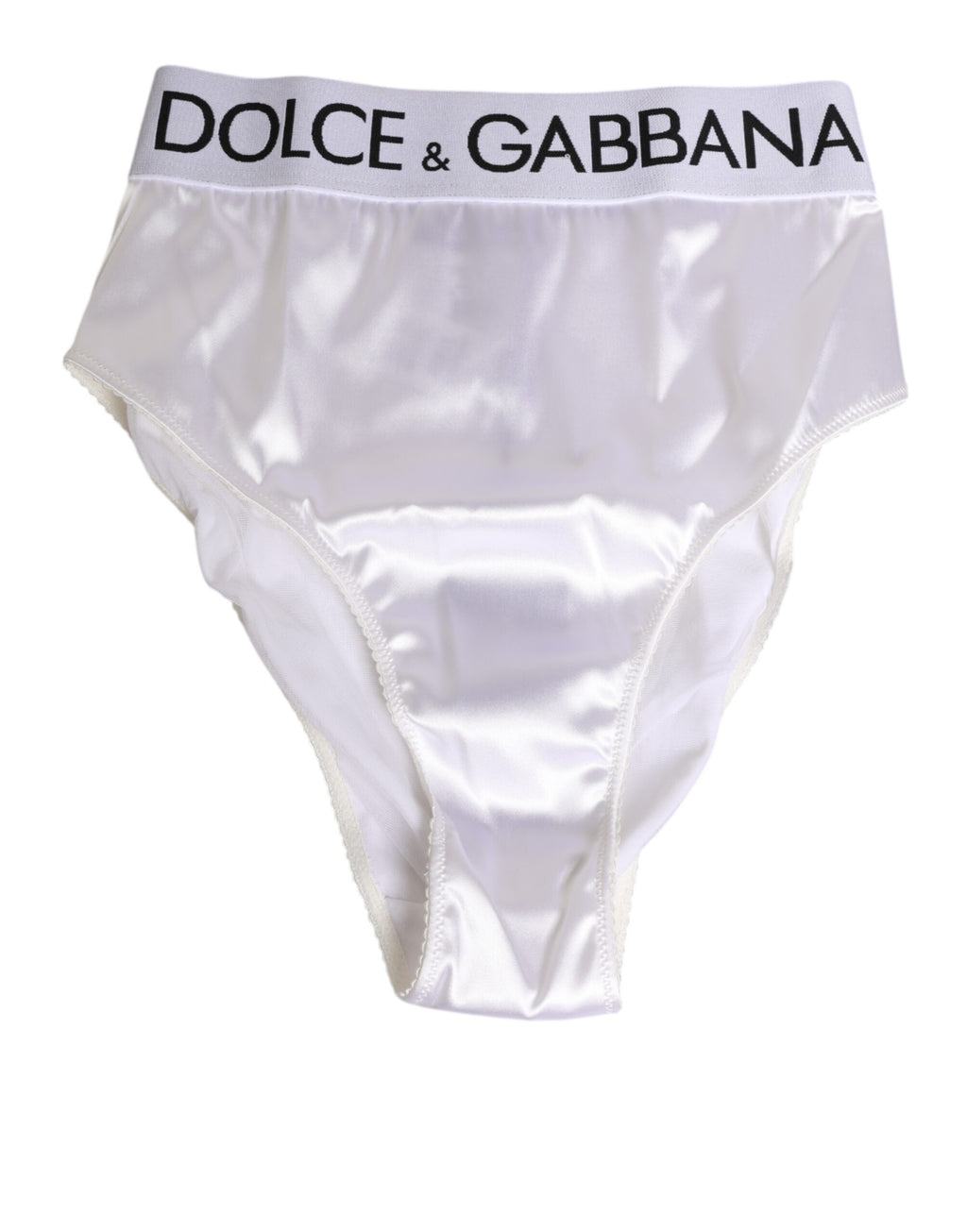 Dolce & Gabbana Culotte taille haute en satin blanc avec logo Femme Sous-vêtements