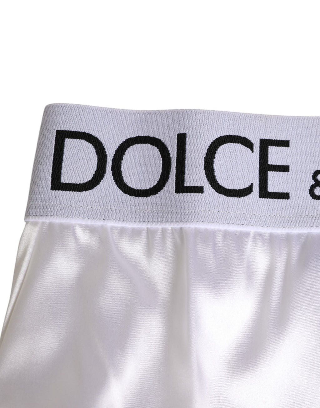 Dolce & Gabbana Culotte taille haute en satin blanc avec logo Femme Sous-vêtements
