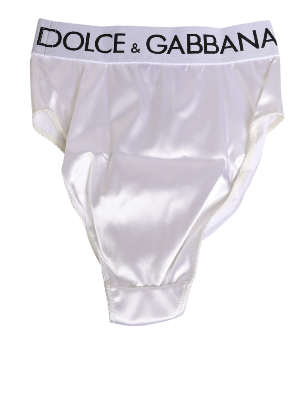 Dolce & Gabbana Culotte taille haute en satin blanc avec logo Femme Sous-vêtements