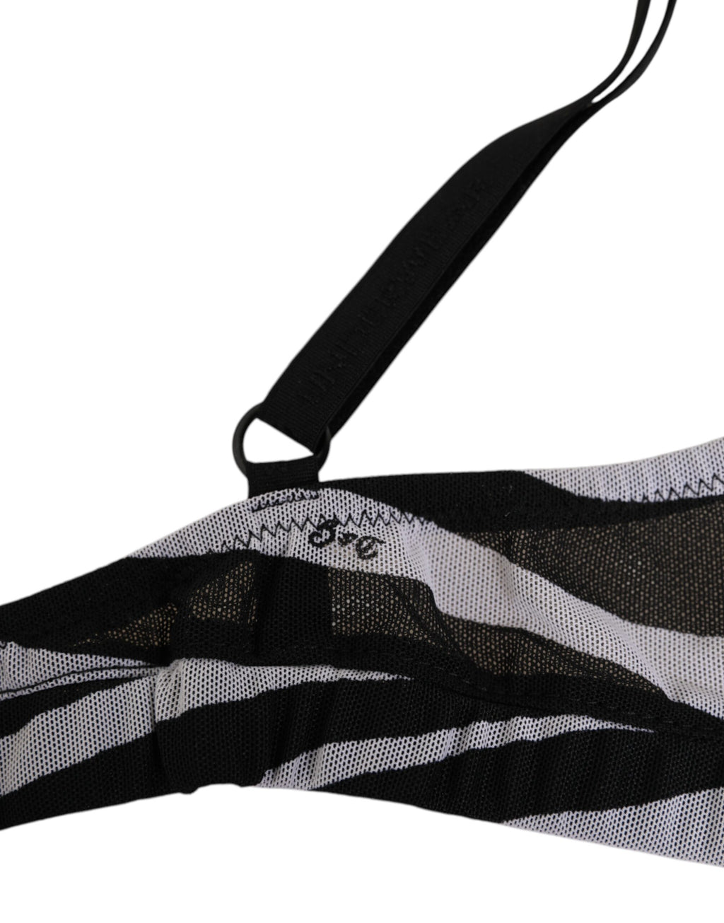 Soutien-gorge bralette transparent en maille à imprimé zèbre noir et blanc Dolce & Gabbana