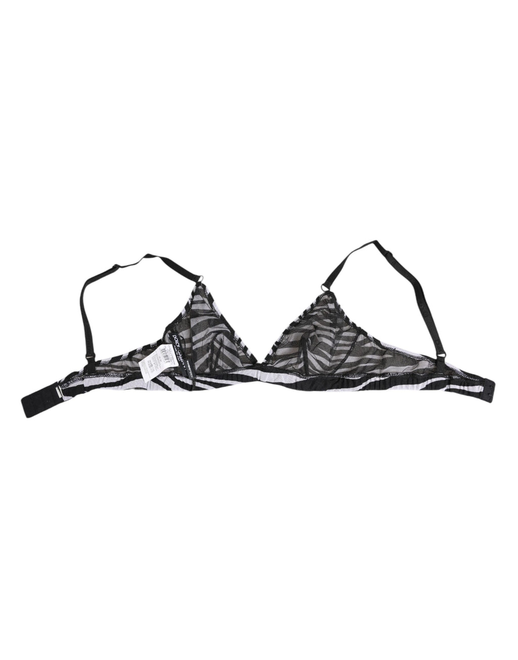 Soutien-gorge bralette transparent en maille à imprimé zèbre noir et blanc Dolce & Gabbana
