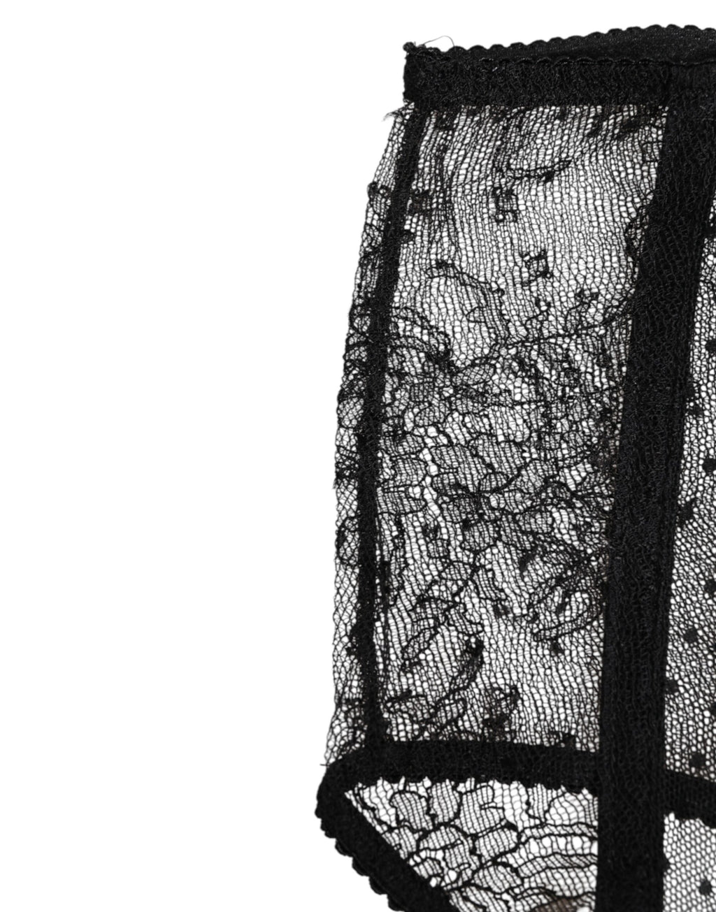Sous-vêtement taille haute en dentelle transparente noire à pois Dolce & Gabbana