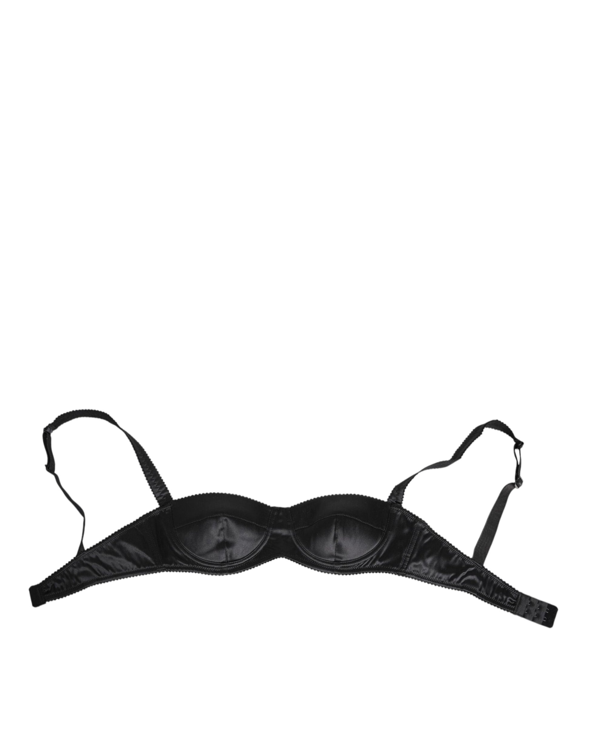 Soutien-gorge sans armature en satin de soie noir Dolce & Gabbana