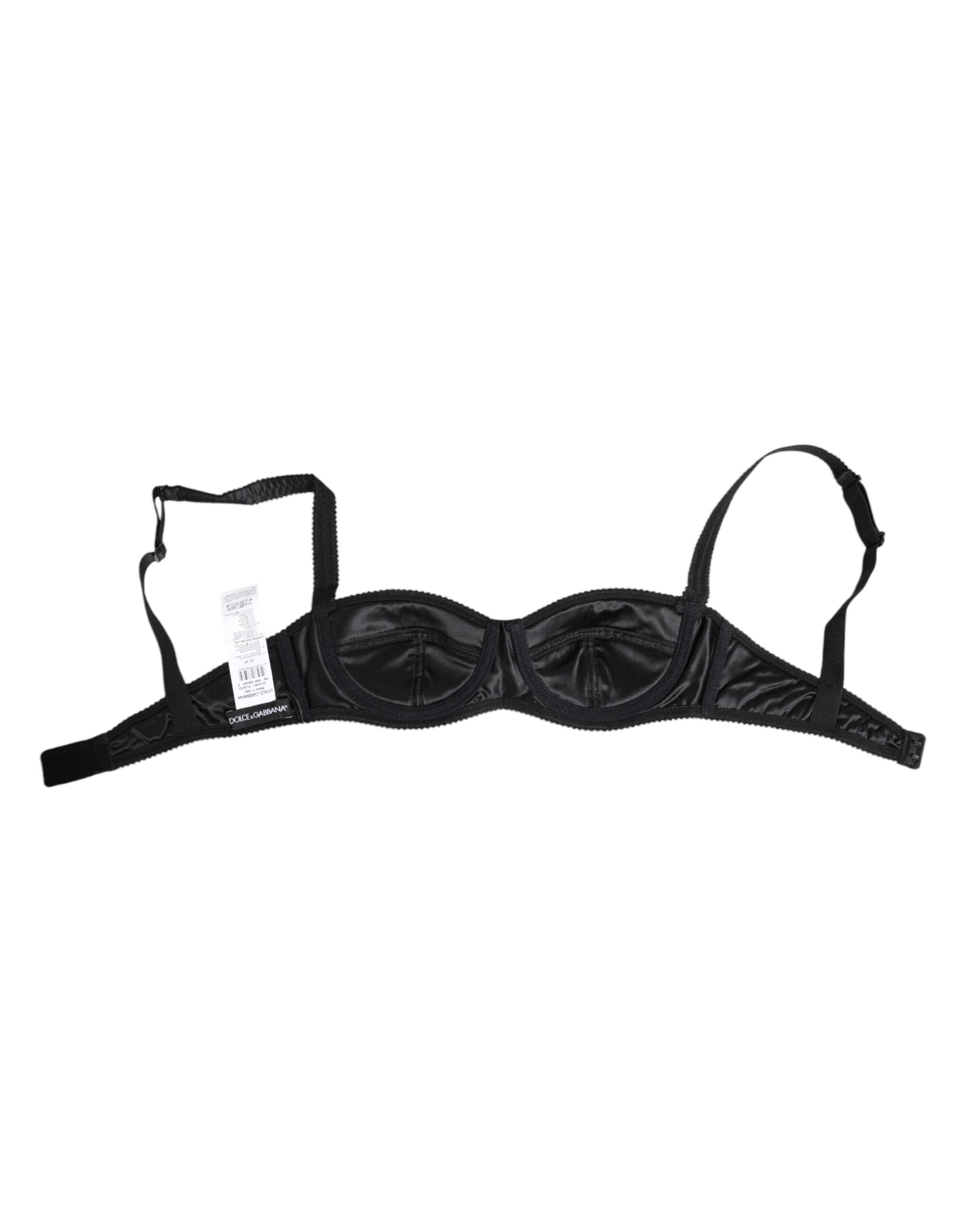 Soutien-gorge sans armature en satin de soie noir Dolce & Gabbana