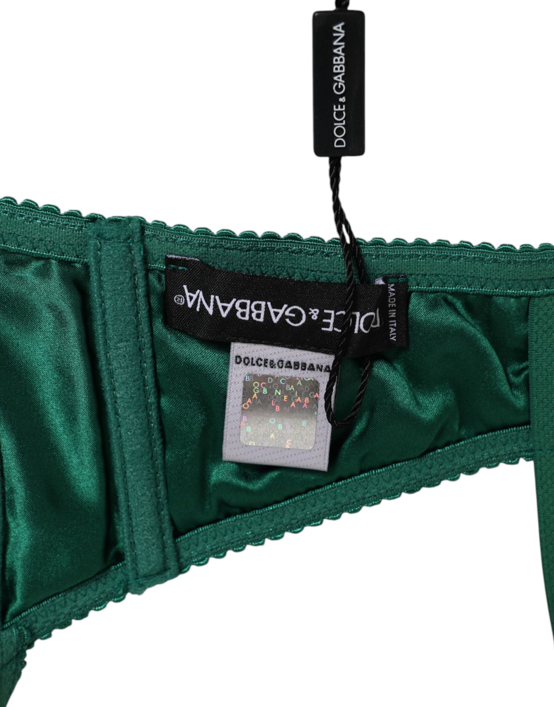 Sous-vêtements Dolce & Gabbana en satin vert semi-rembourrés à armatures couleur musc