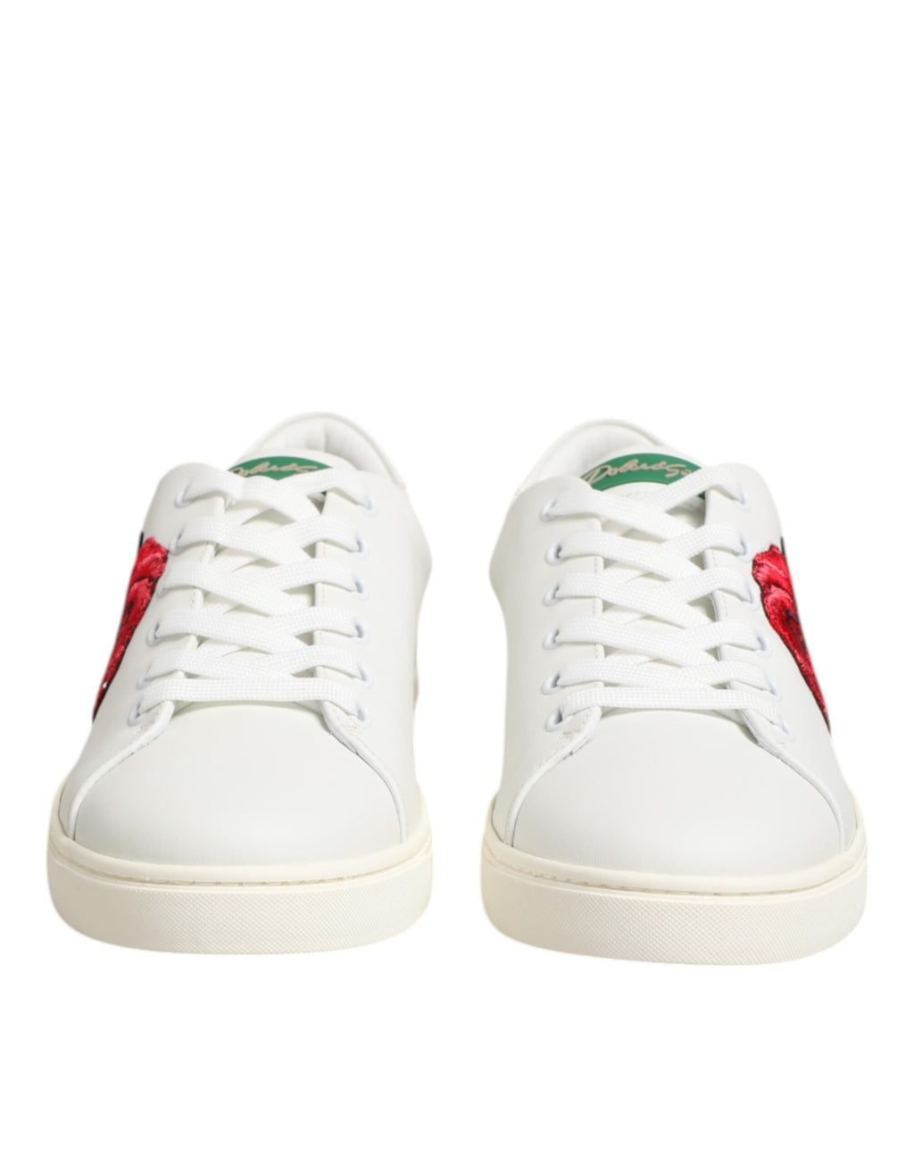 Chaussures basses Dolce & Gabbana en cuir blanc à broderie rose