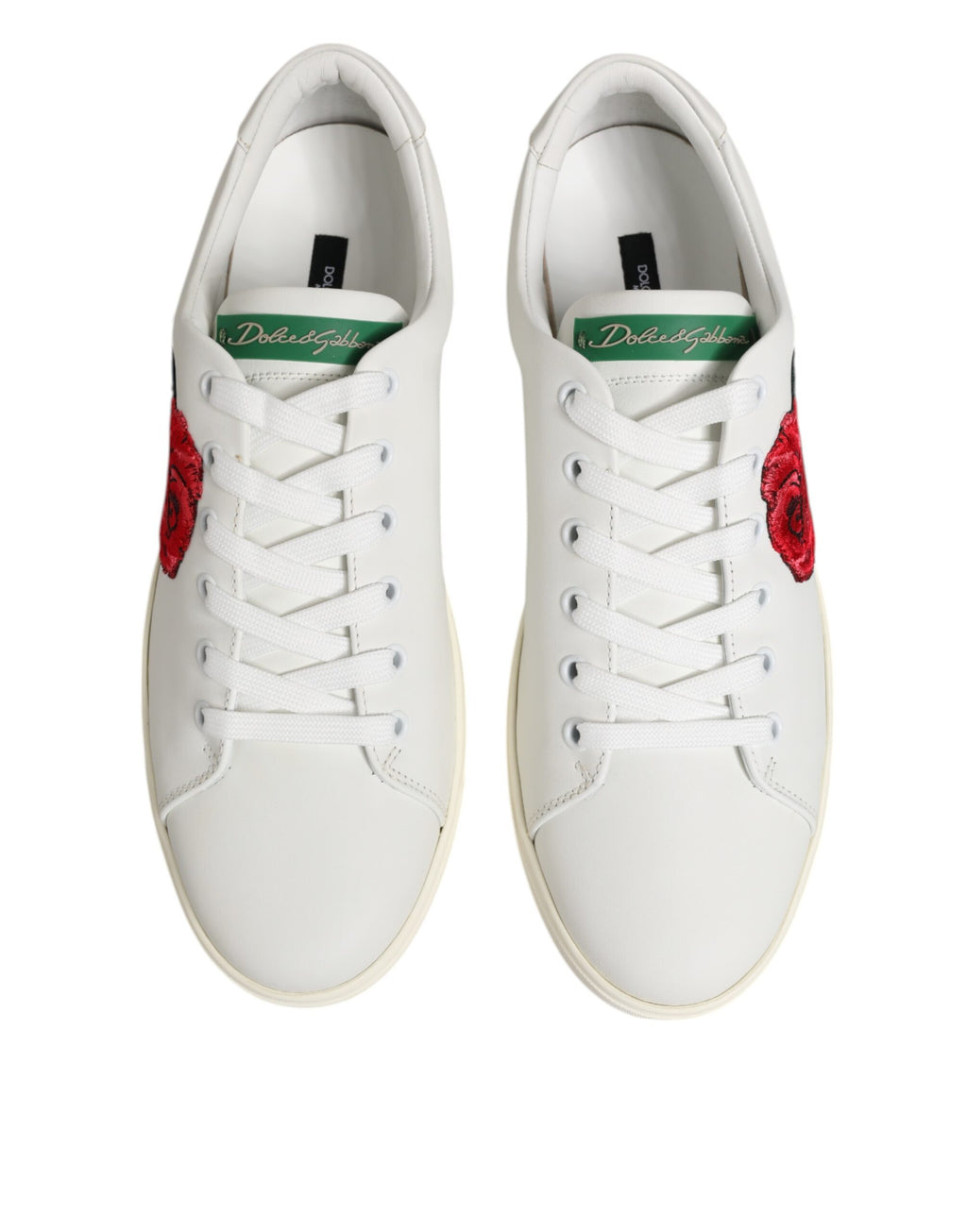 Chaussures basses Dolce & Gabbana en cuir blanc à broderie rose