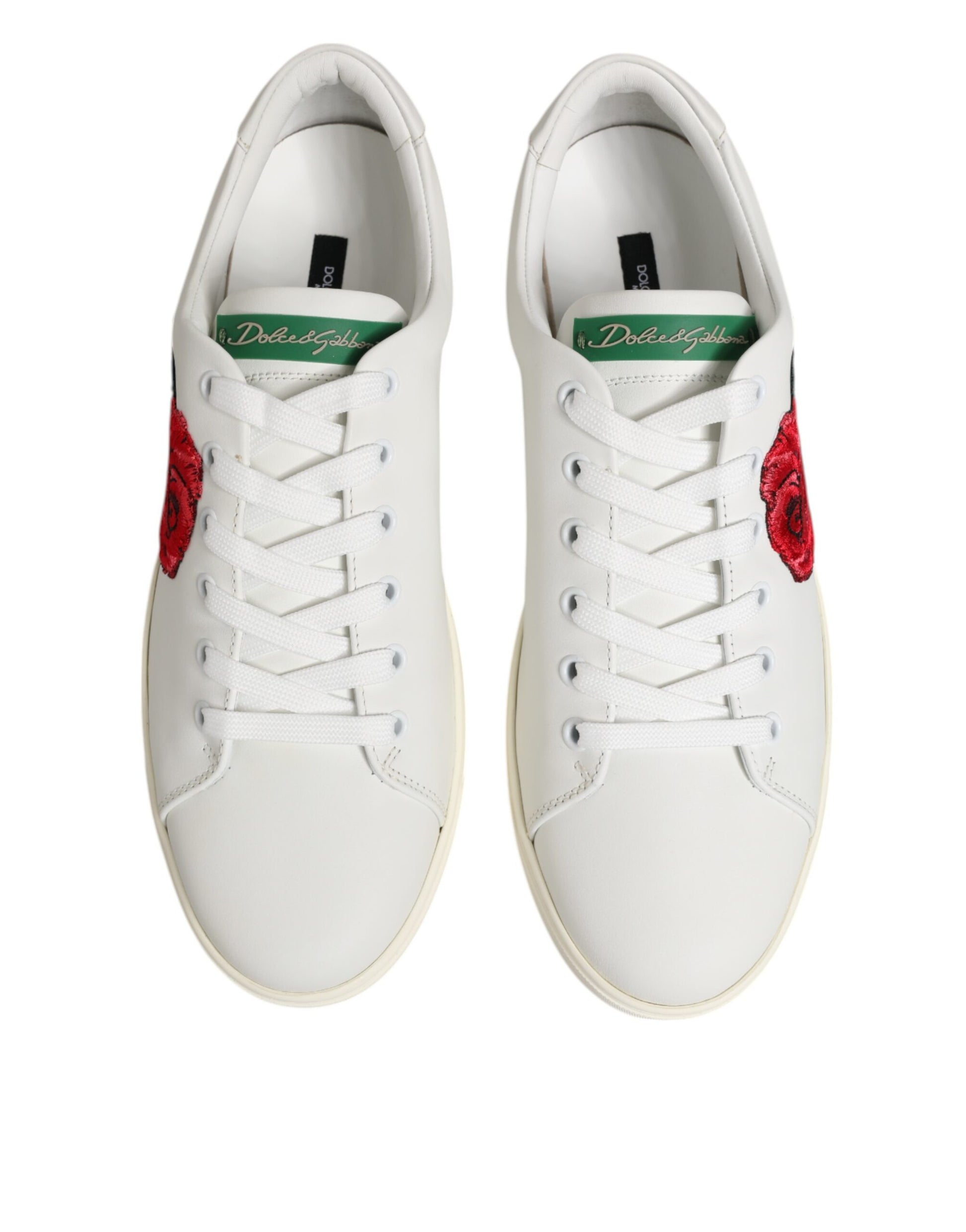 Chaussures basses Dolce & Gabbana en cuir blanc à broderie rose