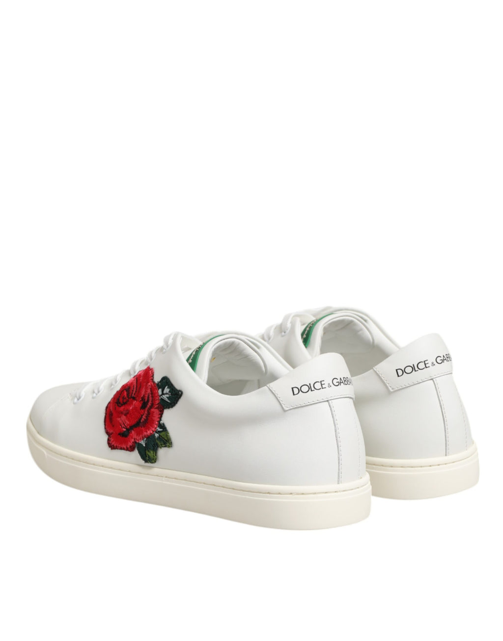 Chaussures basses Dolce & Gabbana en cuir blanc à broderie rose