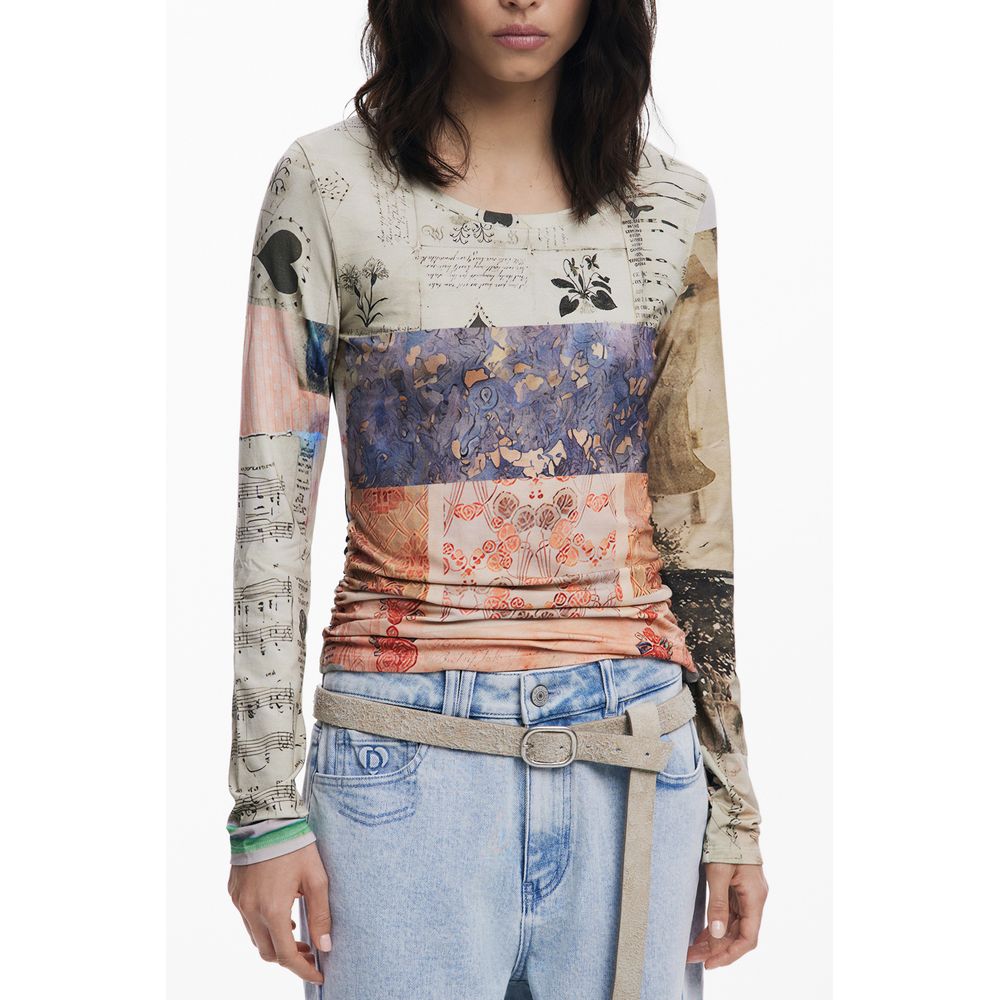 T-shirt femme Desigual en viscose beige