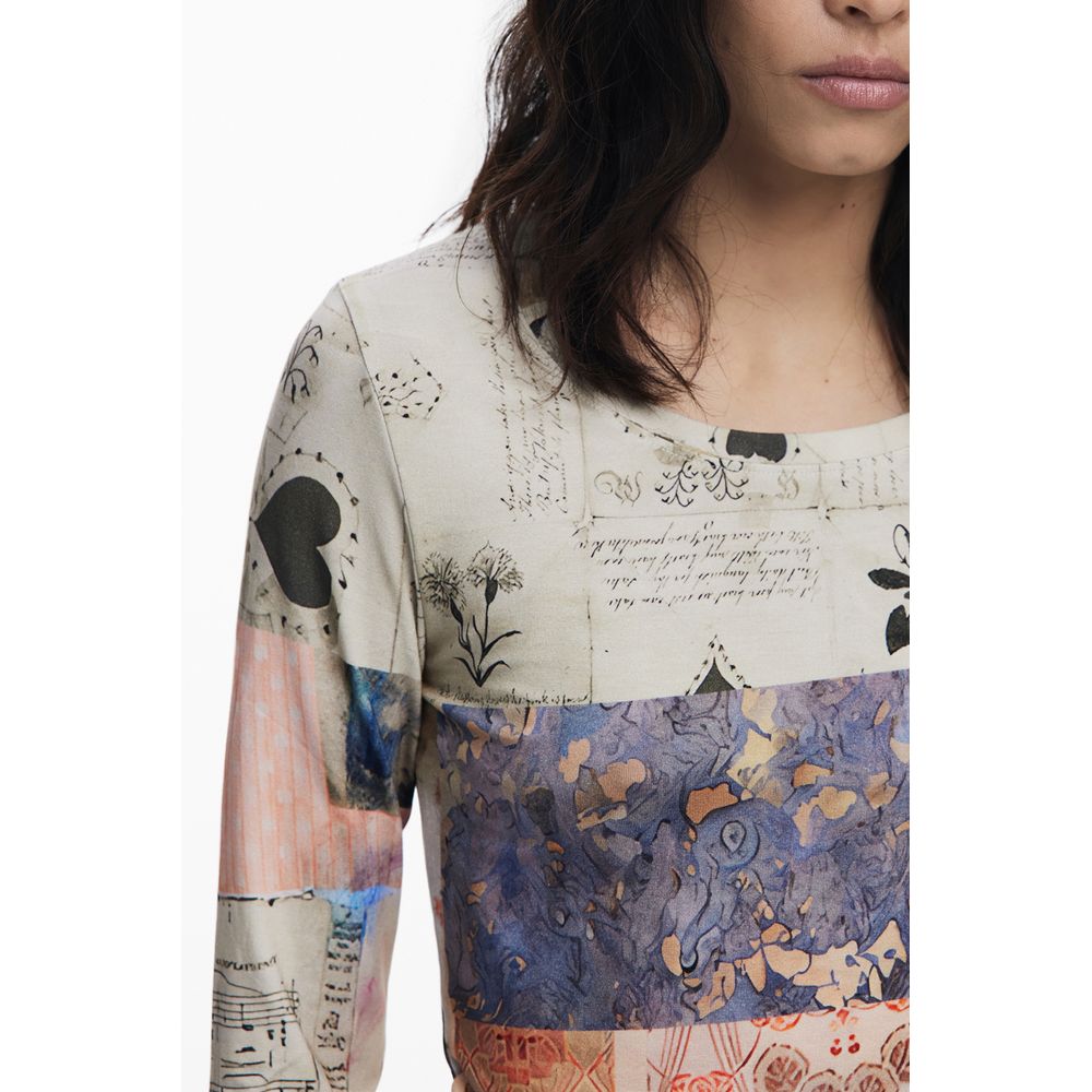 T-shirt femme Desigual en viscose beige