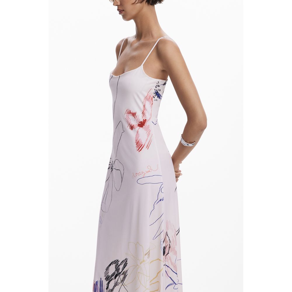 Robe longue femme Desigual en polyester blanc