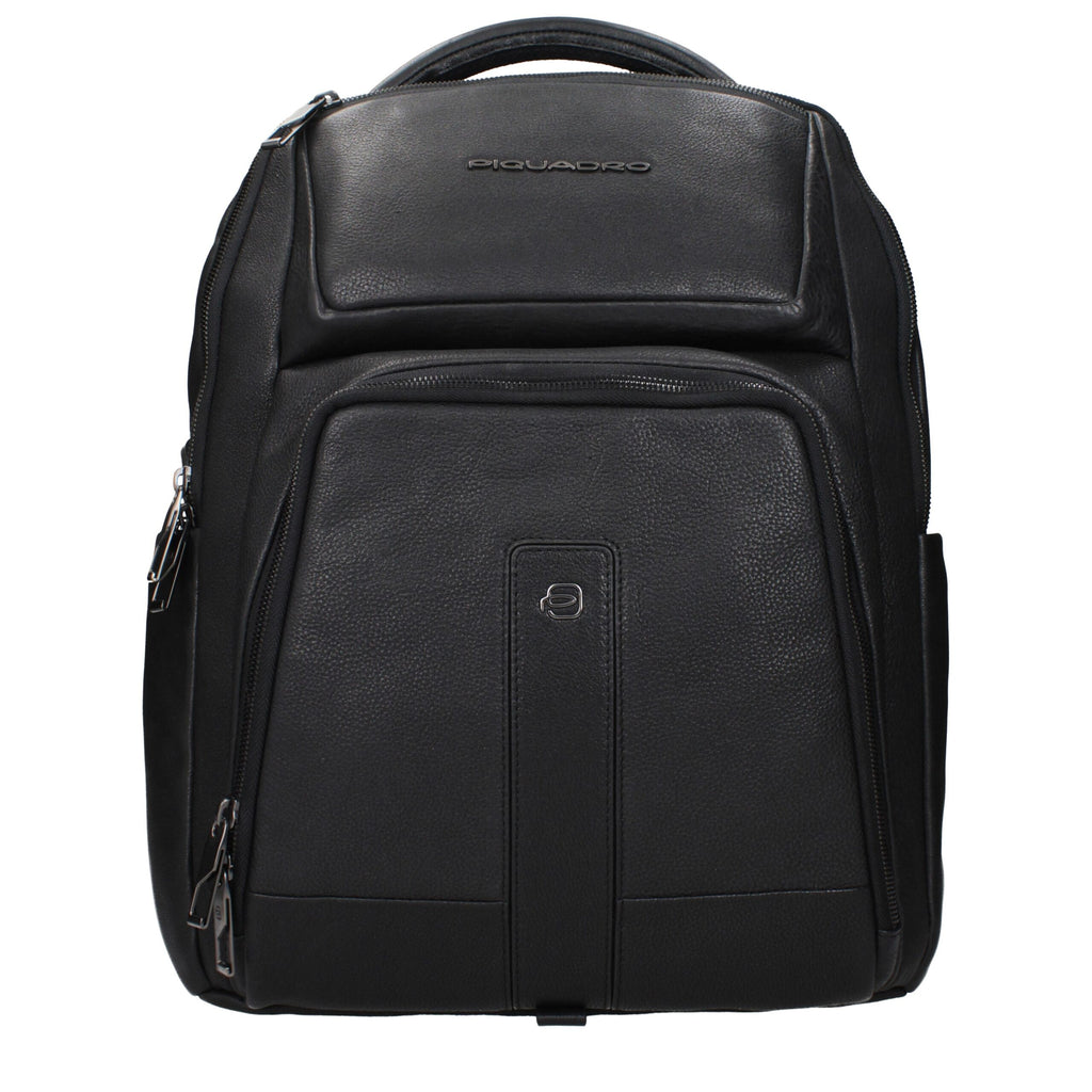 Piquadro Black Leather Backpack