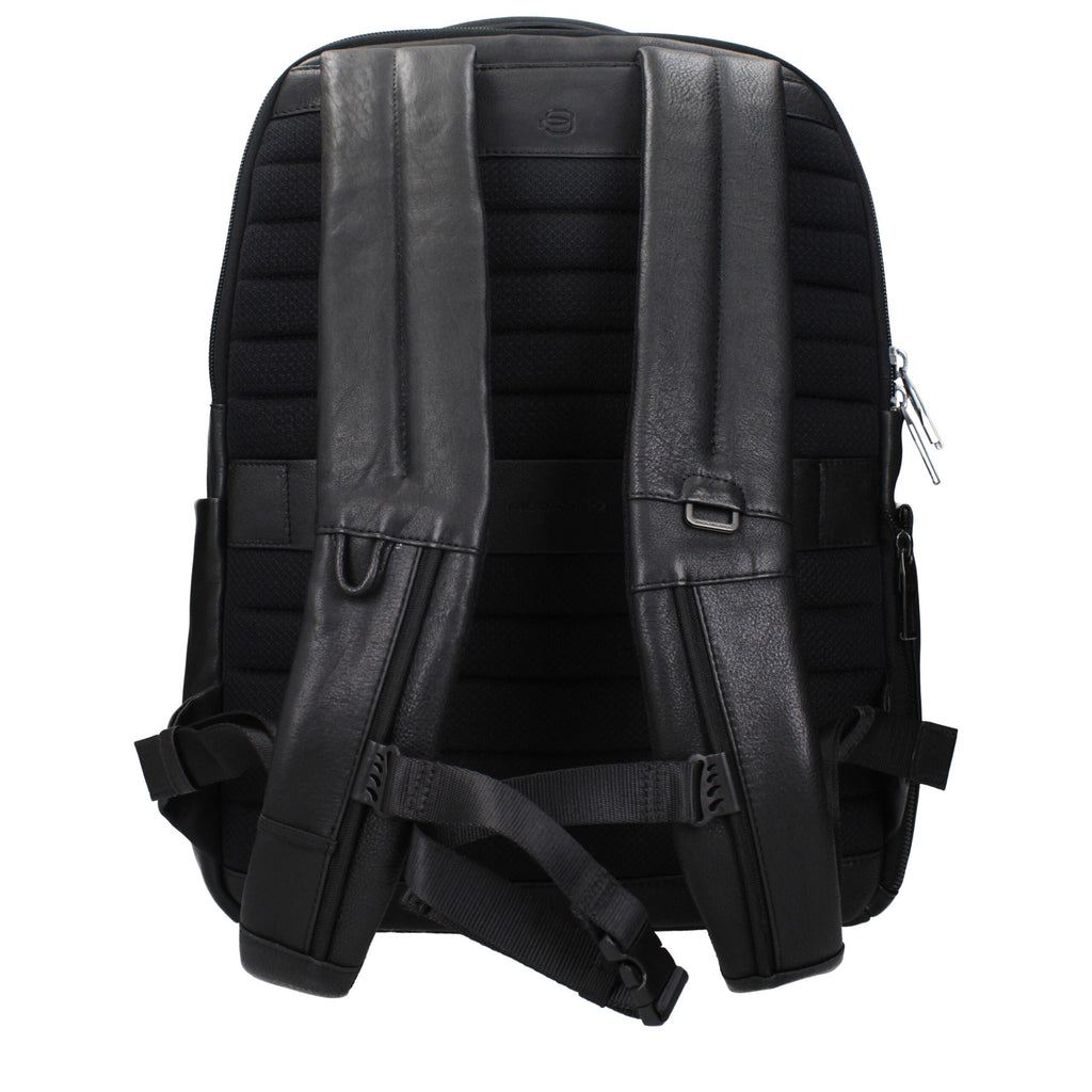 Piquadro Black Leather Backpack