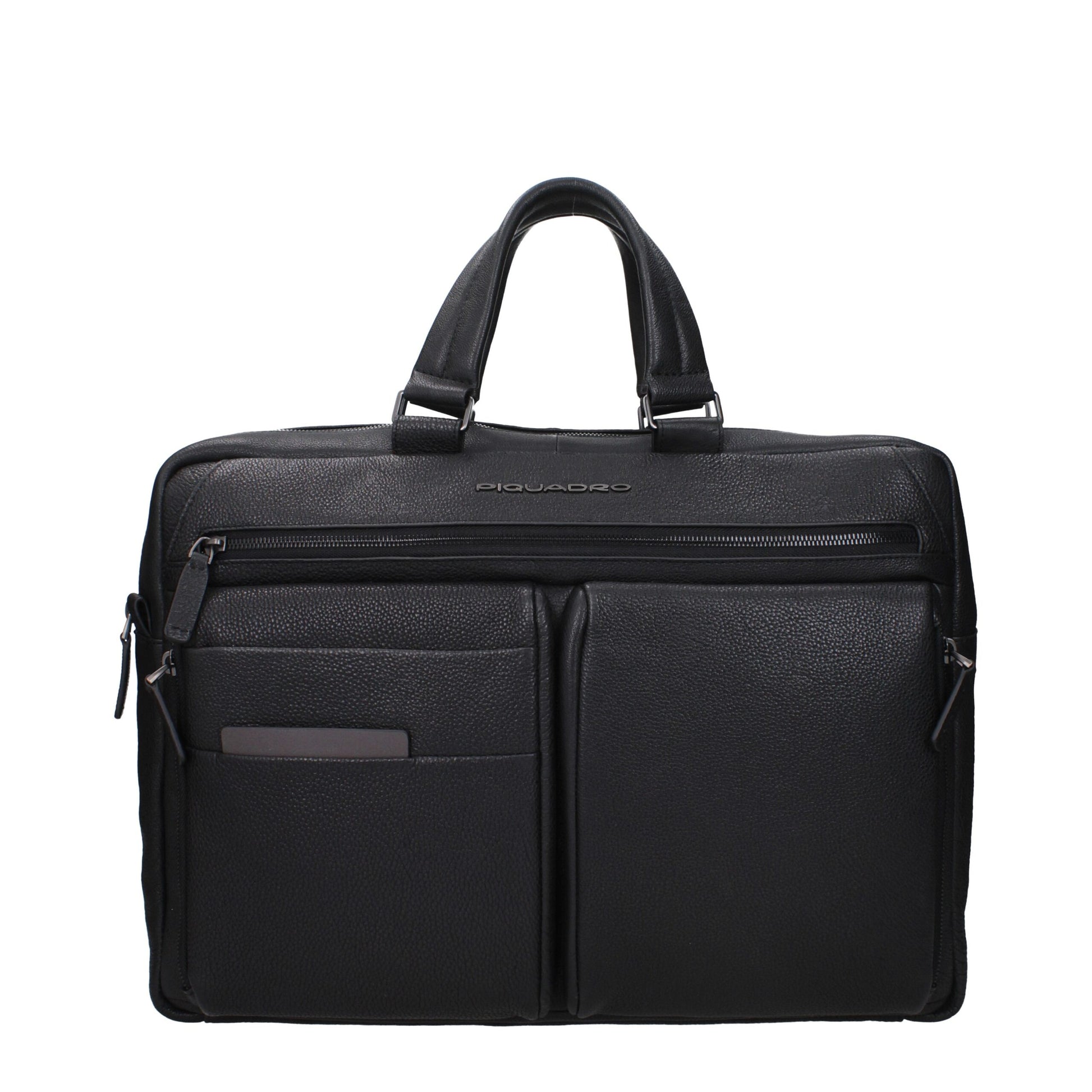 Piquadro Black Leather Business And Laptop Bag