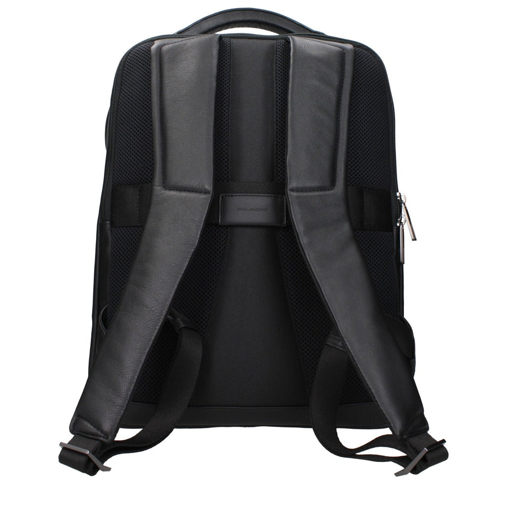 Piquadro Black Leather Backpack