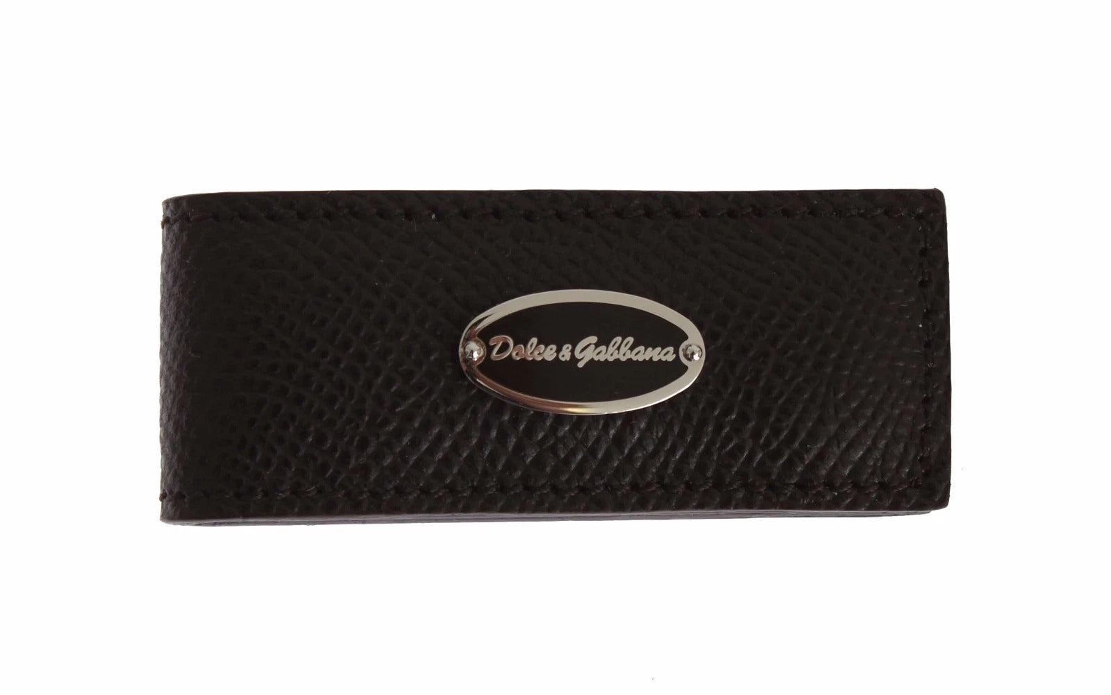 Dolce & Gabbana Brown Leather Magnet Mens Money Cash Clip