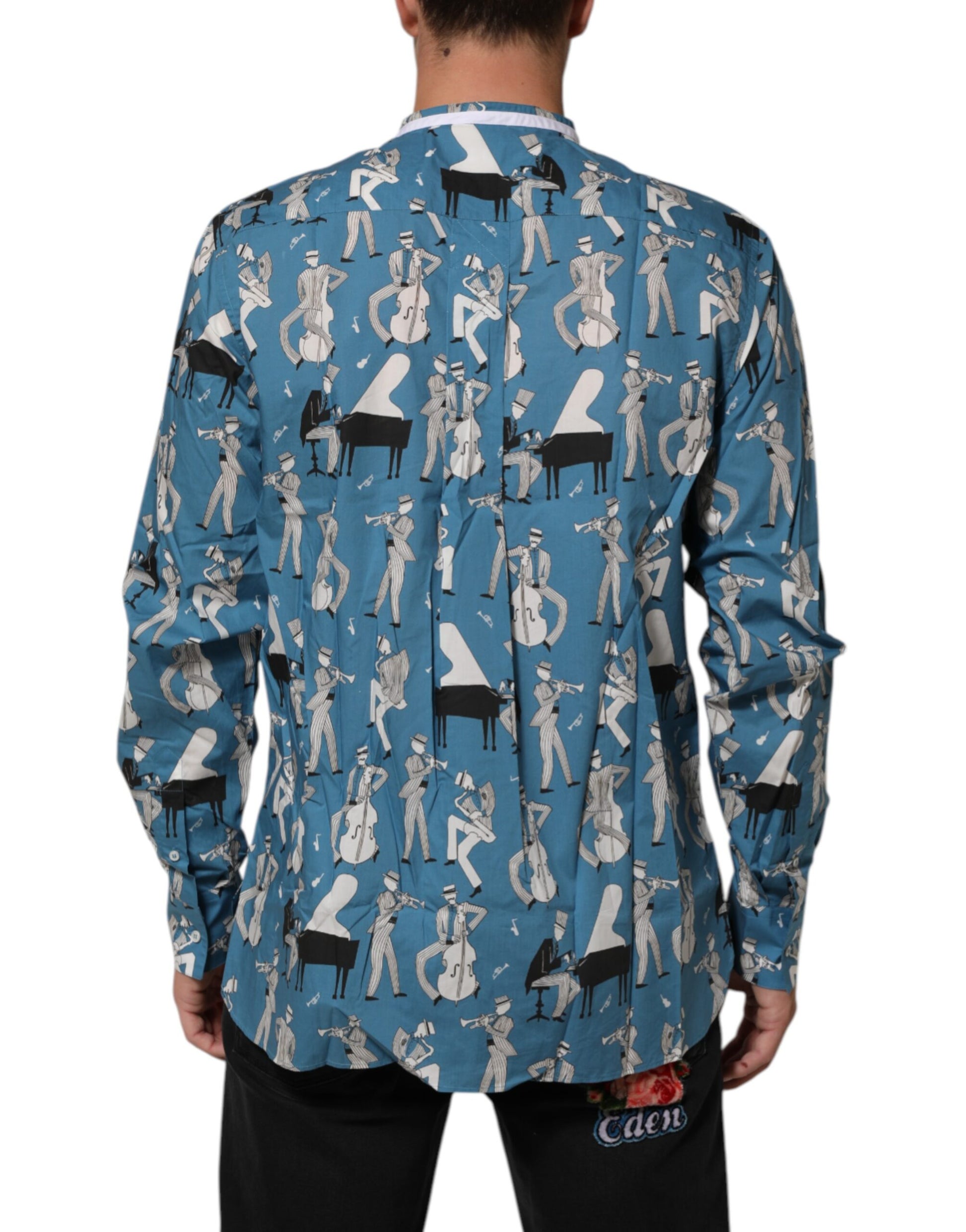 Dolce & Gabbana Blue Dress Shirt for Men side view
