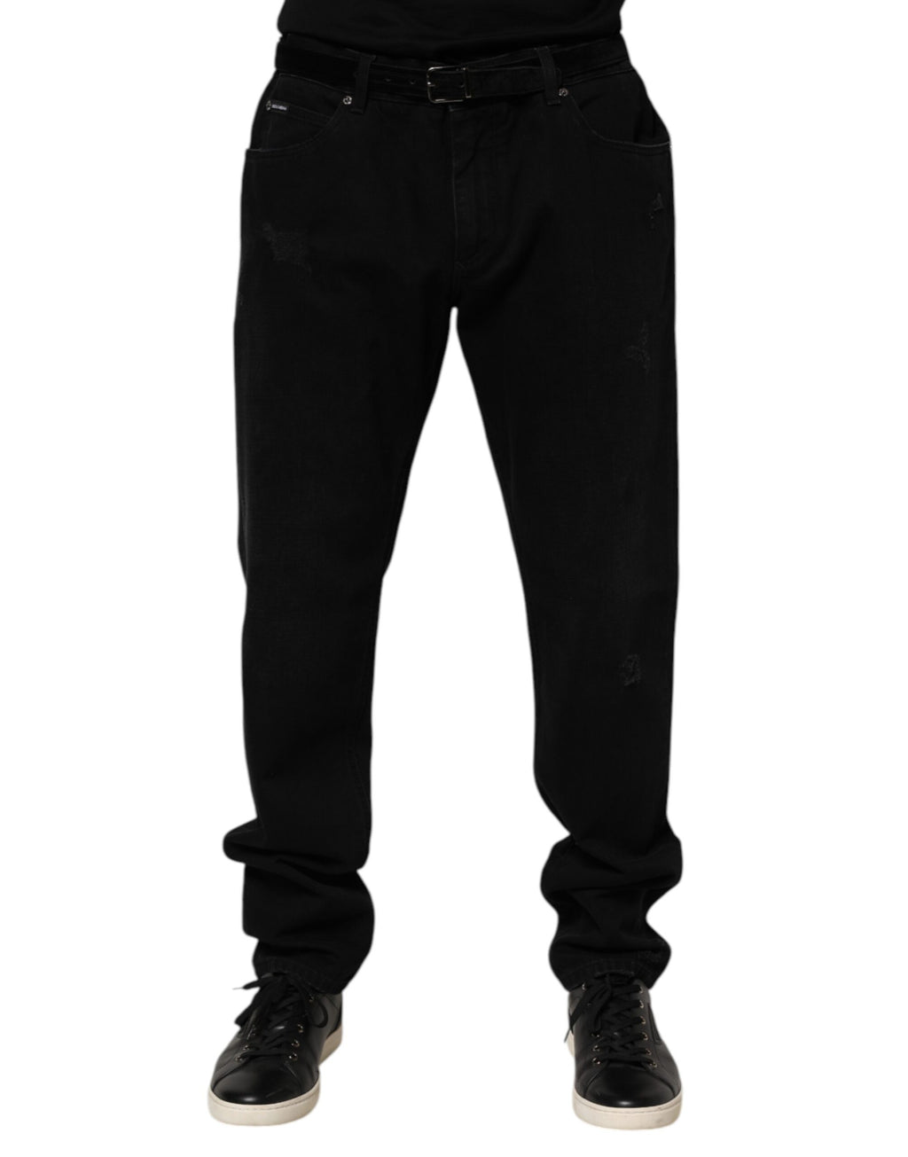 Jean en coton noir coupe droite Dolce & Gabbana pour homme