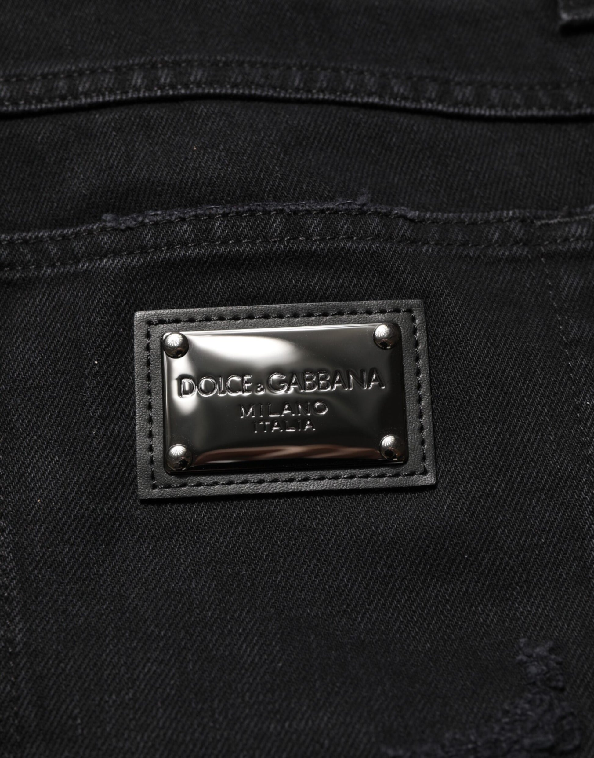 Jean en coton noir coupe droite Dolce & Gabbana pour homme