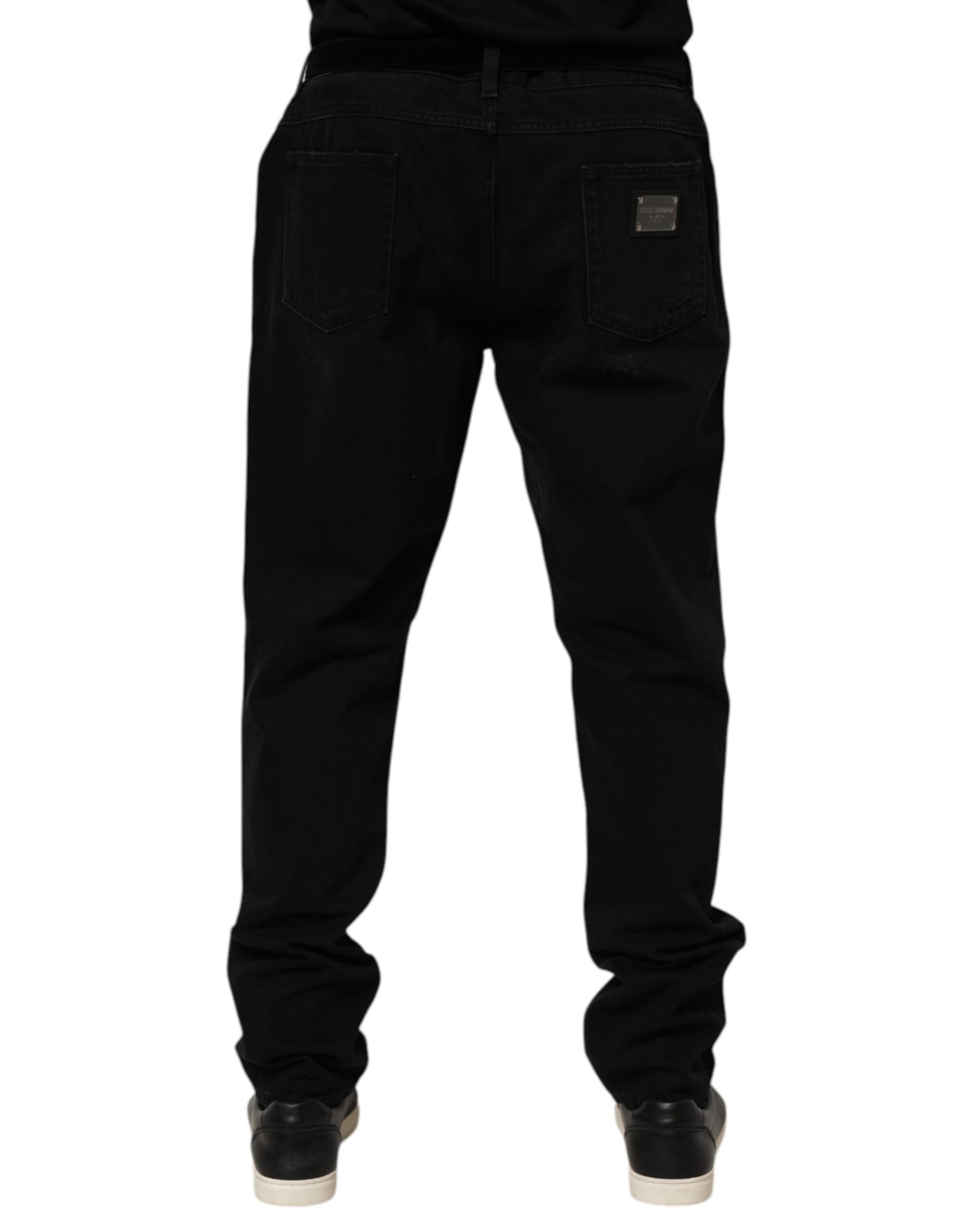 Jean en coton noir coupe droite Dolce & Gabbana pour homme