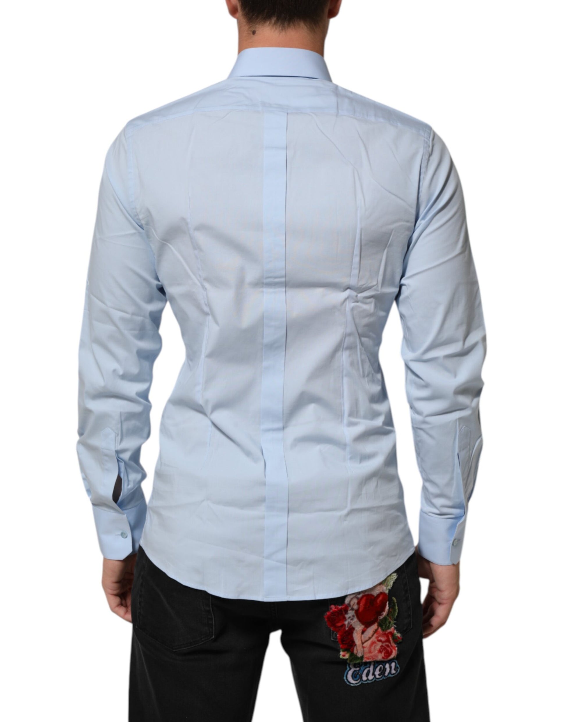 Dolce & Gabbana Blue Dress Shirt for Men side view