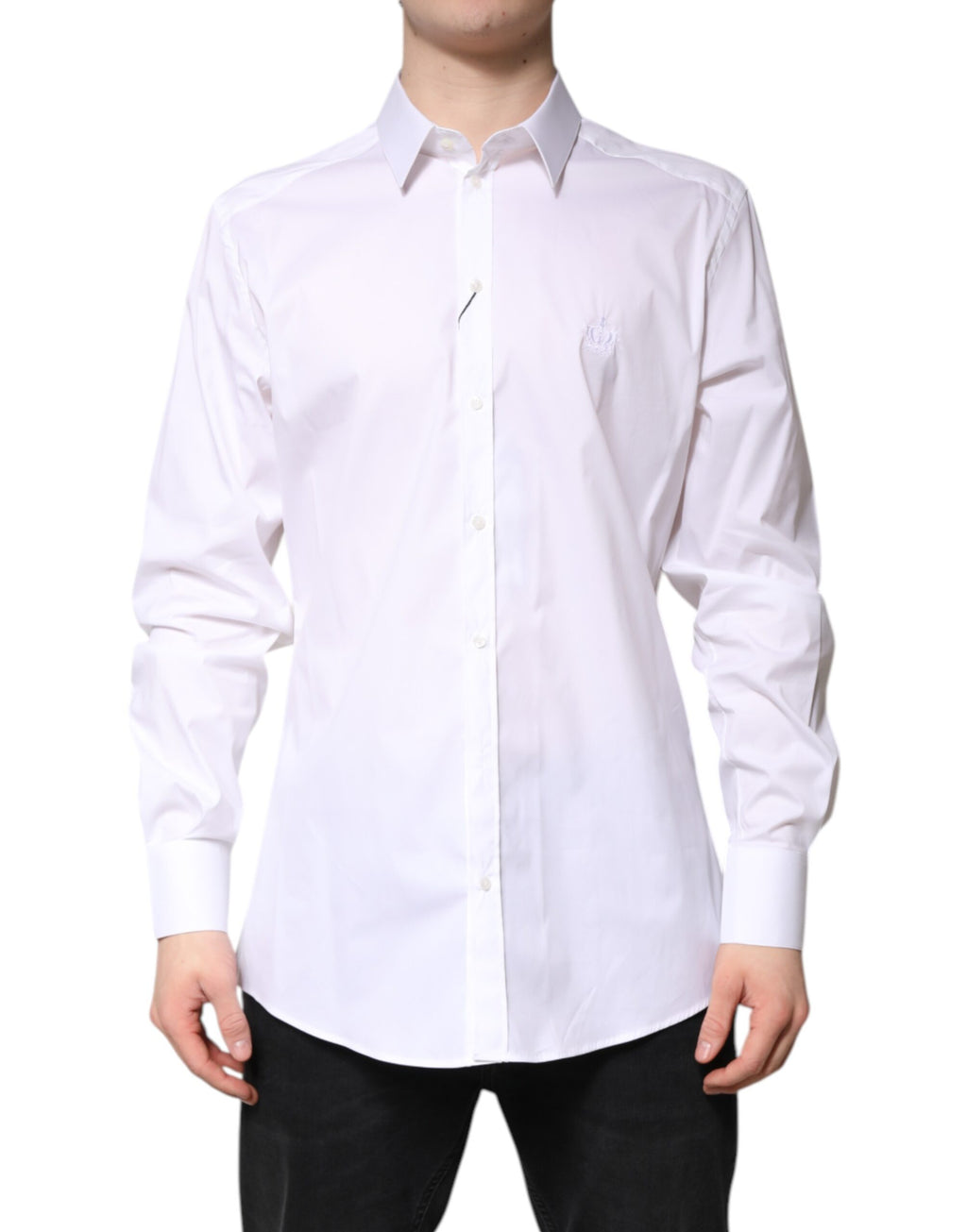 Chemise de ville à col en coton blanc Dolce & Gabbana GOLD