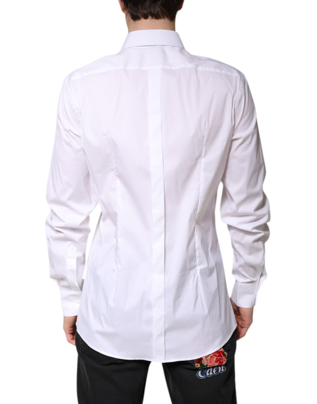 Chemise de ville à col en coton blanc Dolce & Gabbana GOLD