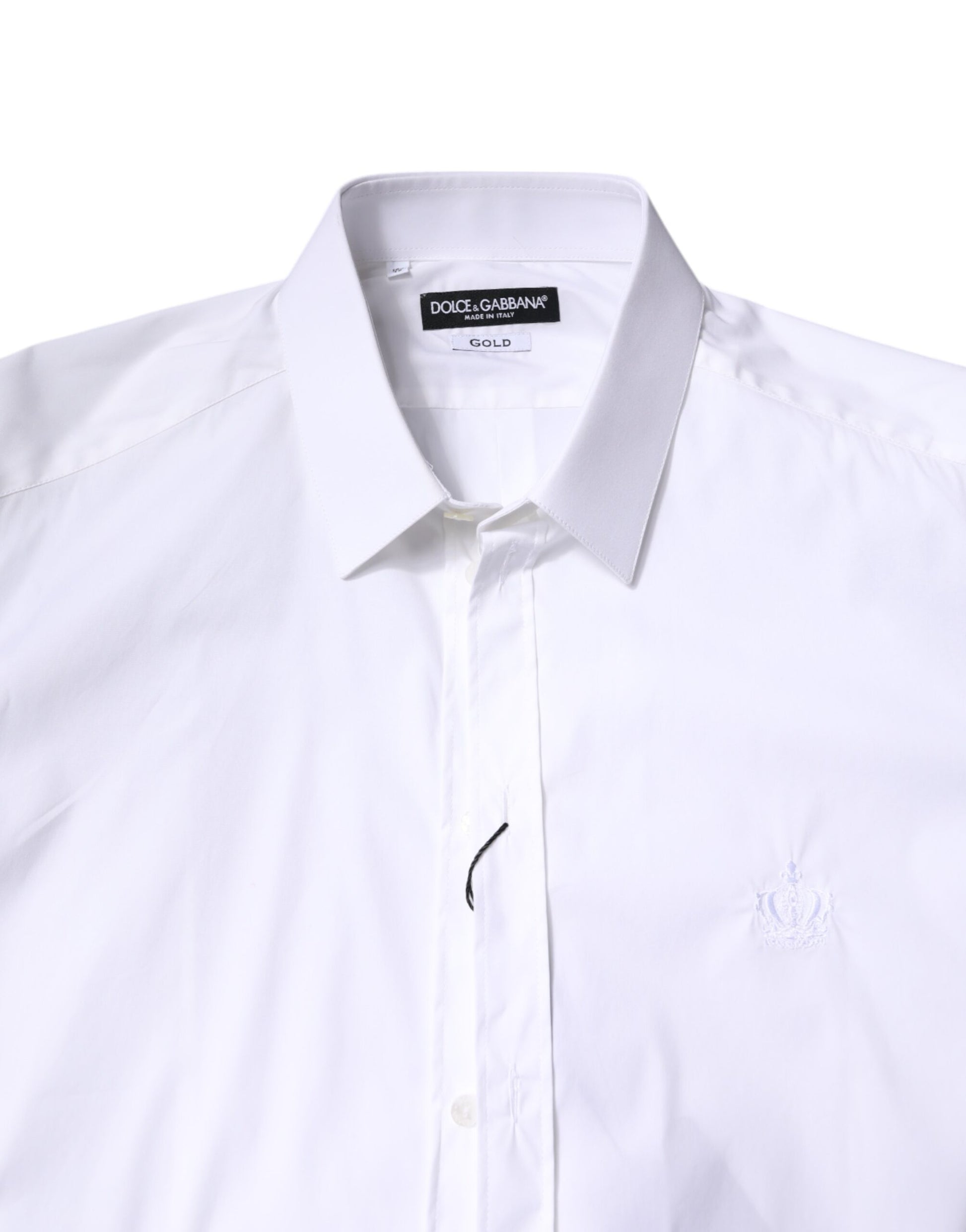 Chemise de ville à col en coton blanc Dolce & Gabbana GOLD
