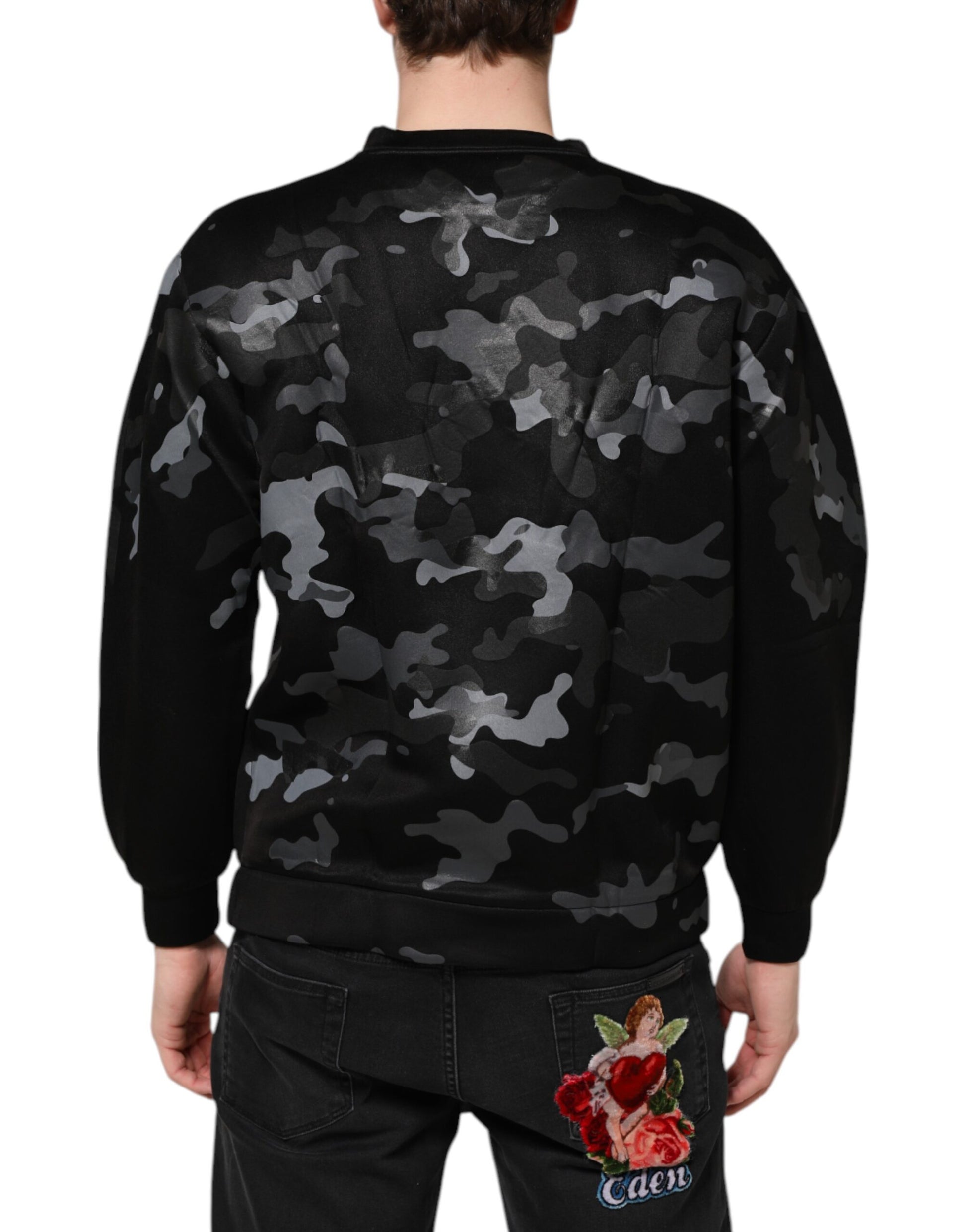 Dolce & Gabbana Black Long Sleeve T-Shirt for Men side view