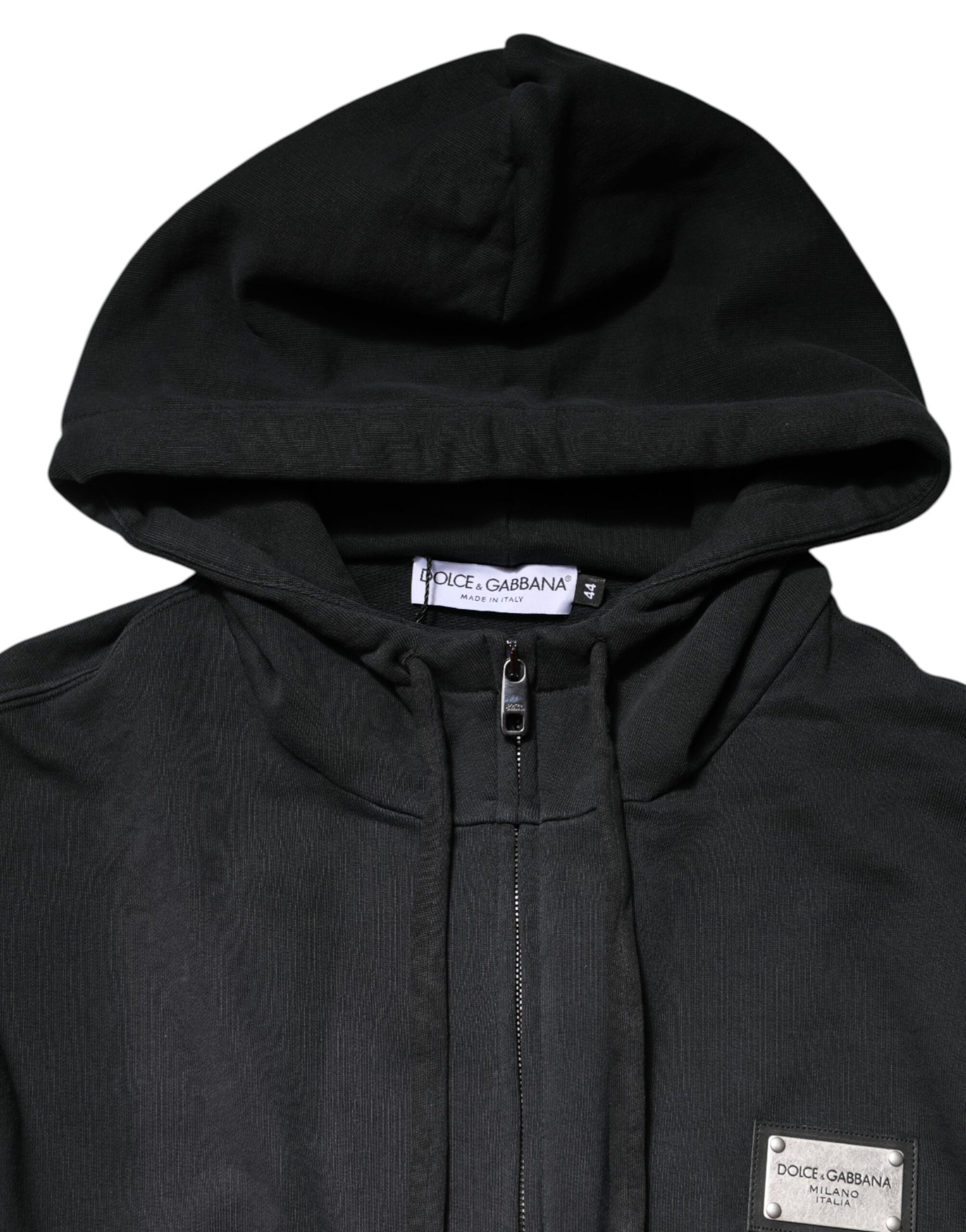 Sweat à capuche zippé noir Dolce & Gabbana avec logo