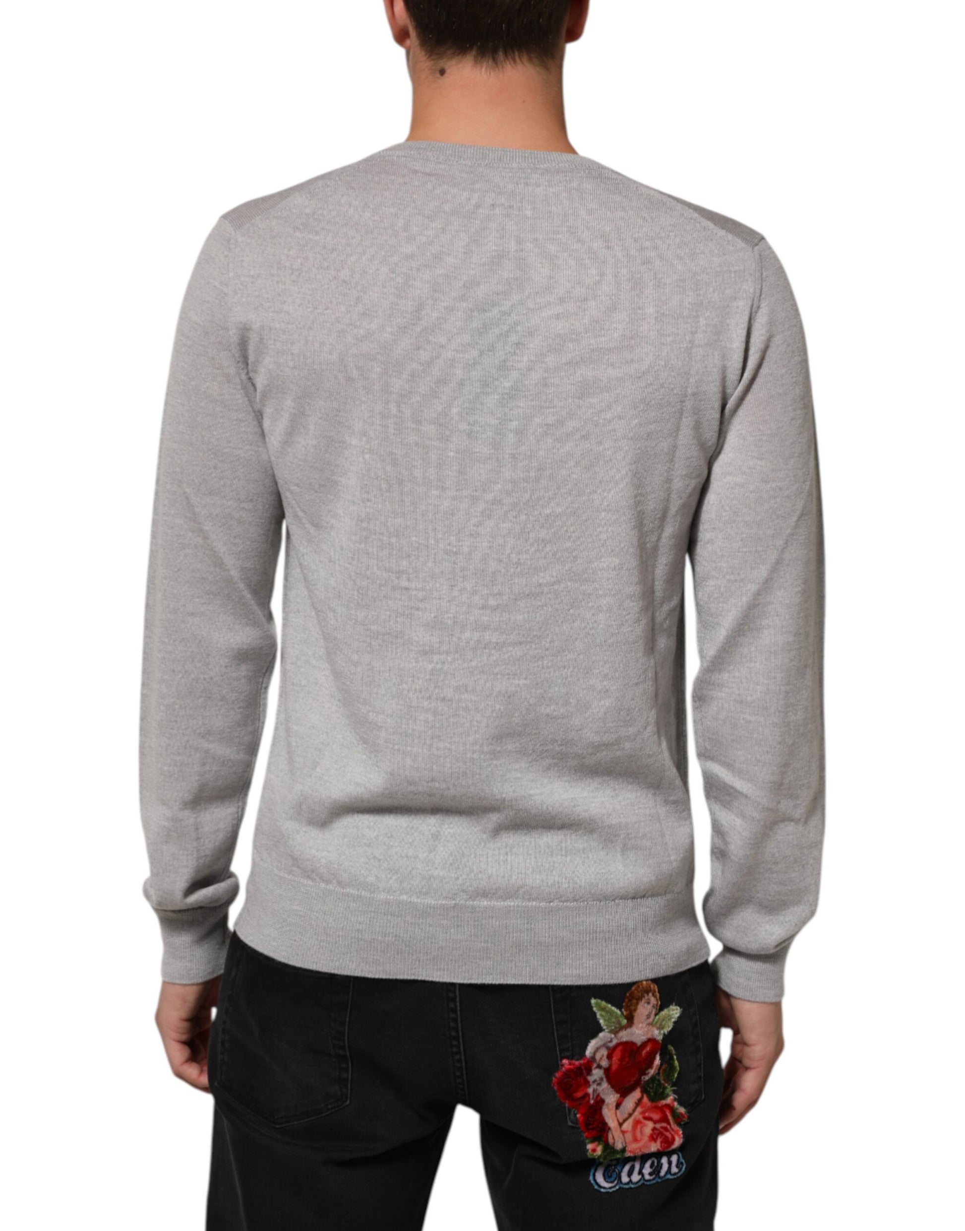 Dolce & Gabbana Grey Long Sleeve T-Shirt for Men side view