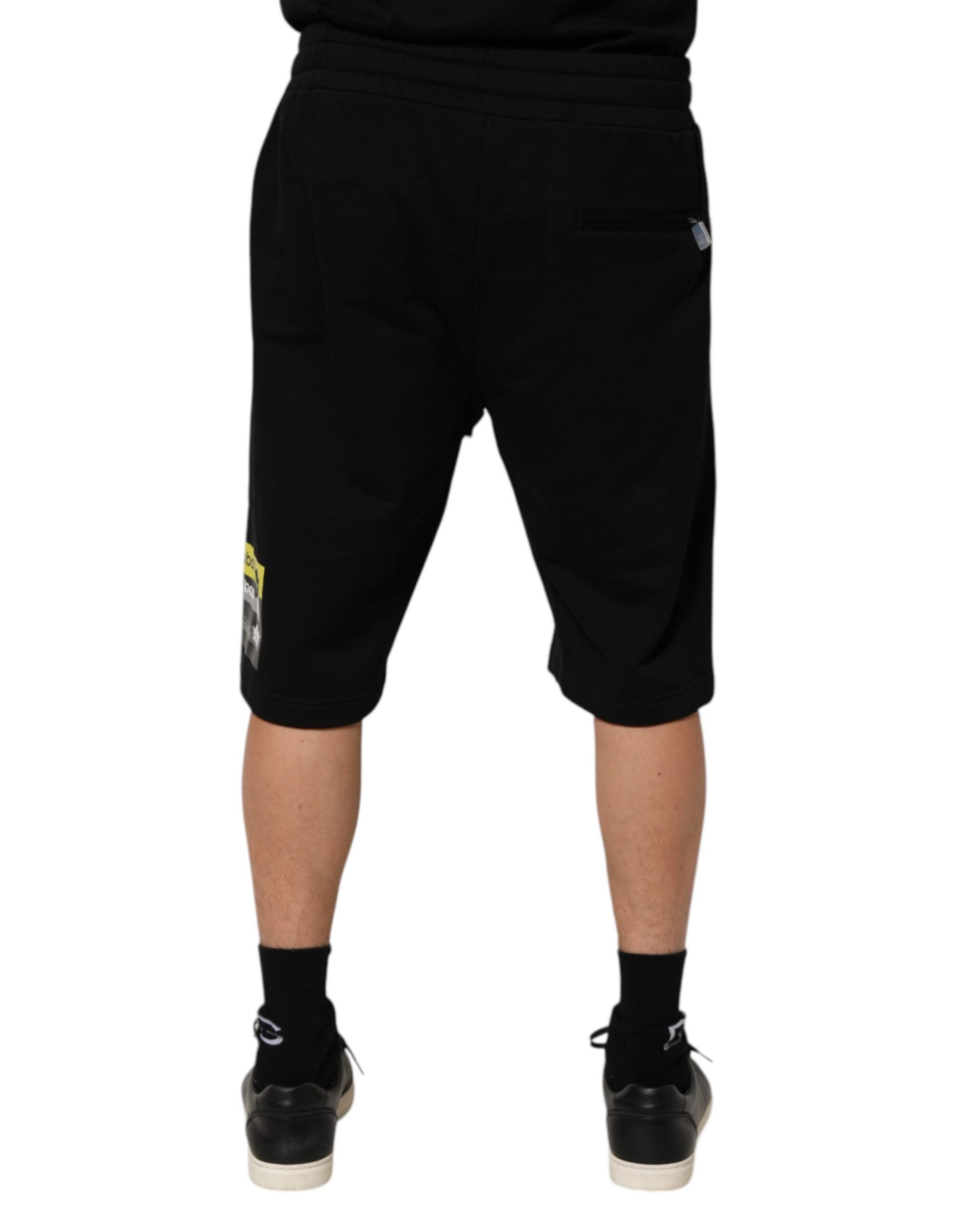 Dolce & Gabbana Black Cotton Mid Waist Casual Bermuda Short