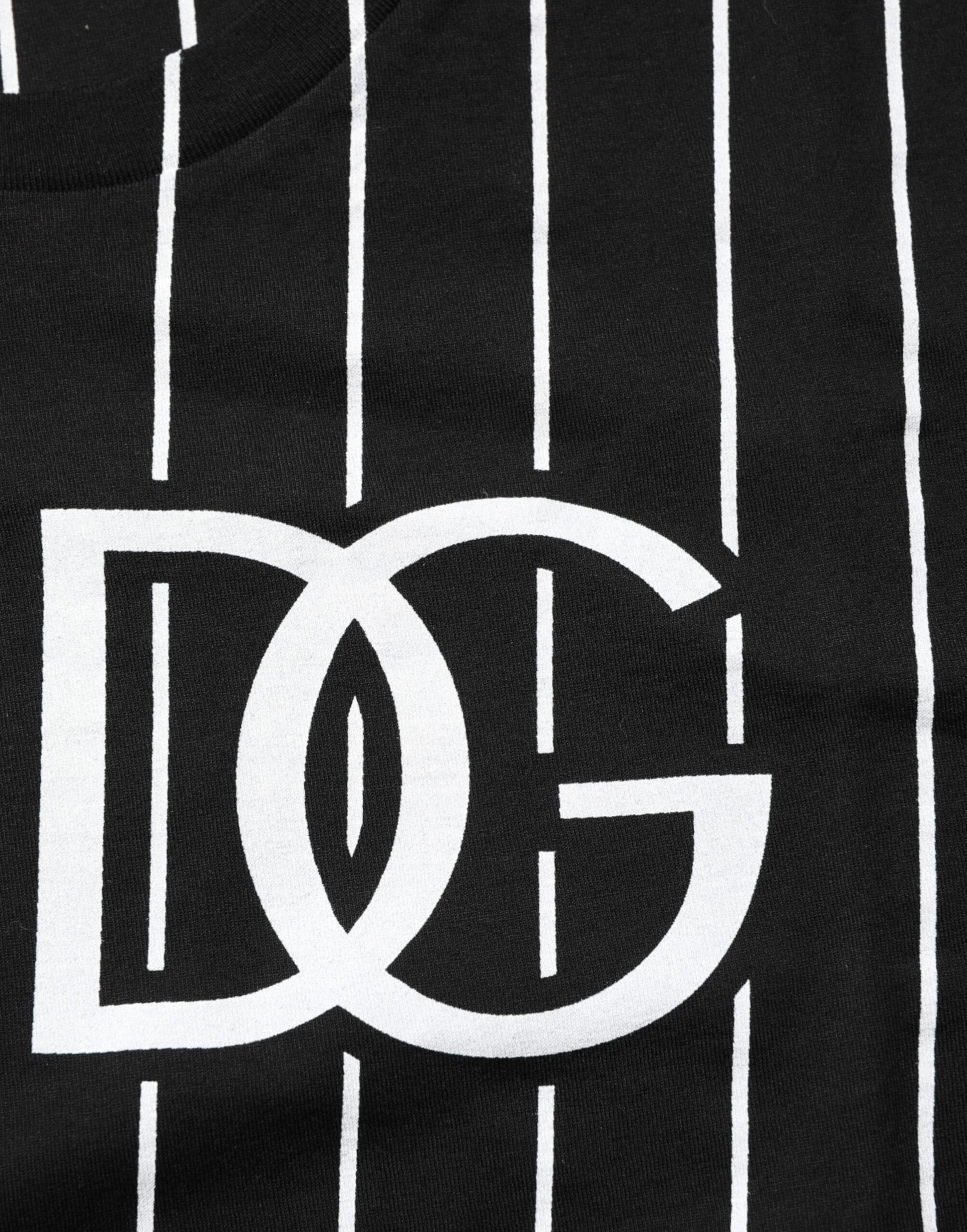 Dolce & Gabbana Black Cotton Polka Dots Round Neck T-shirt