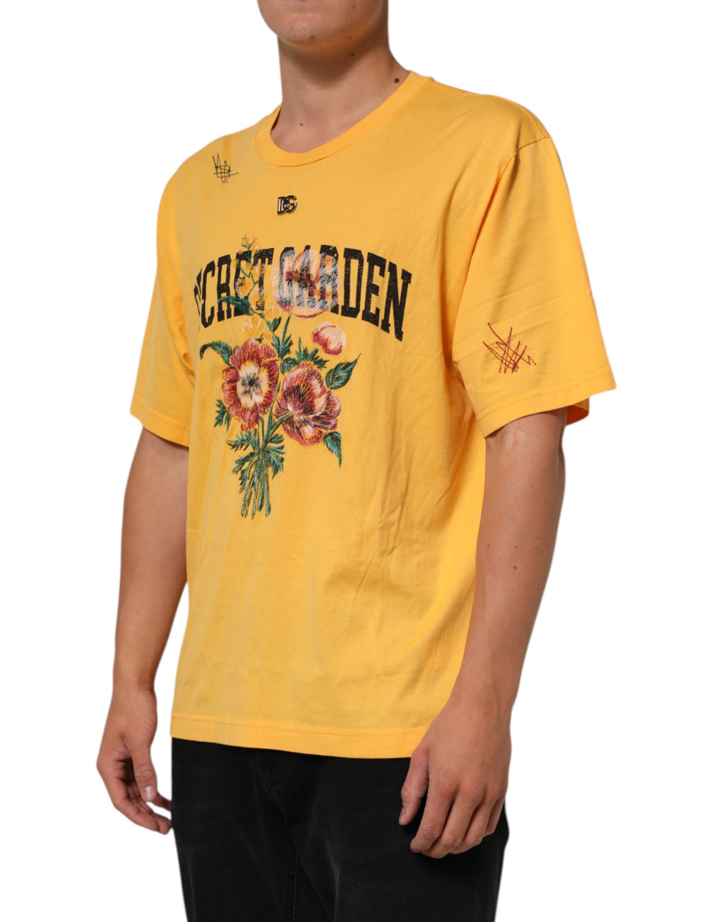 Dolce & Gabbana Yellow Short-Sleeve Shirt for Men detail view