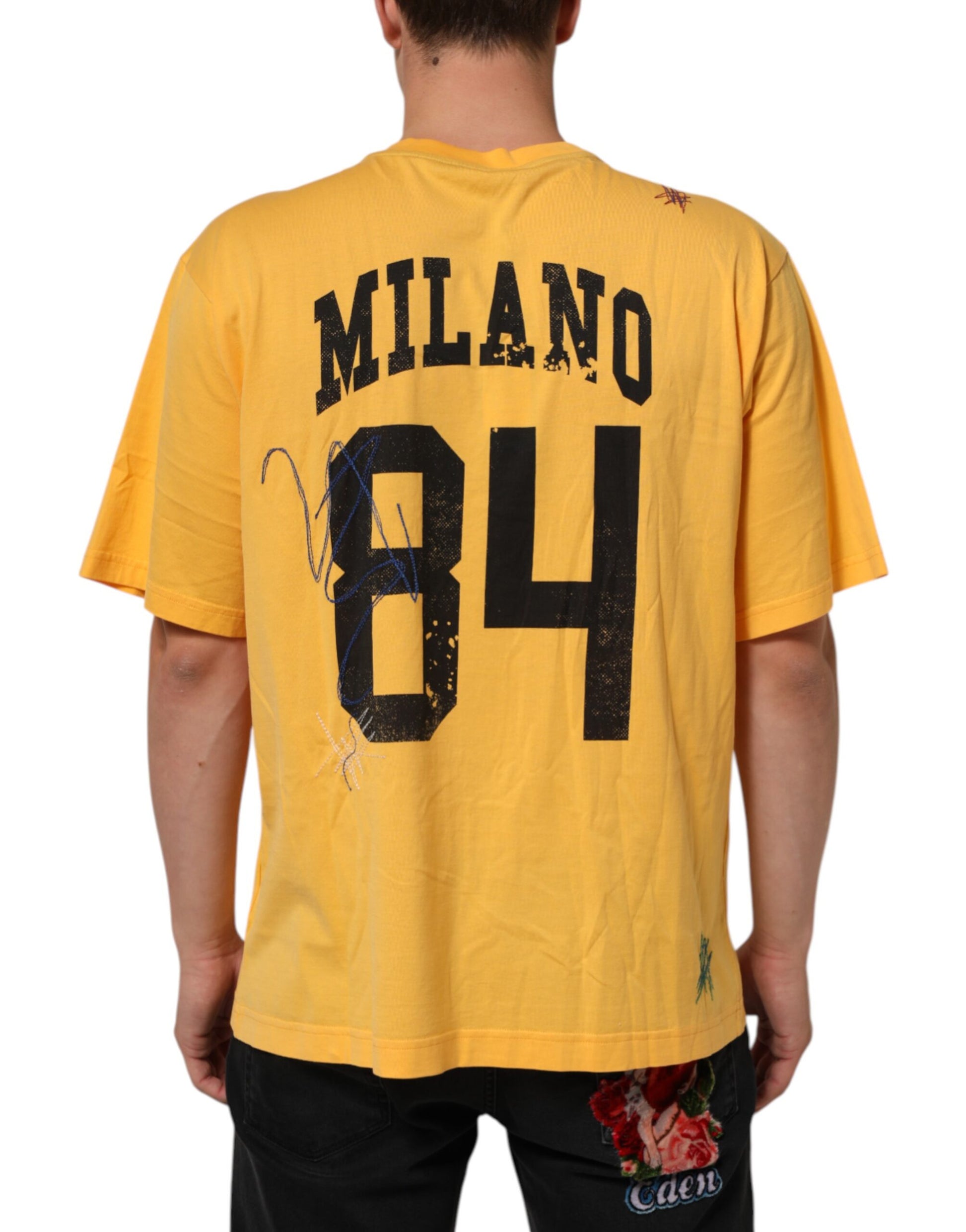 Dolce & Gabbana Yellow Short-Sleeve Shirt for Men side view