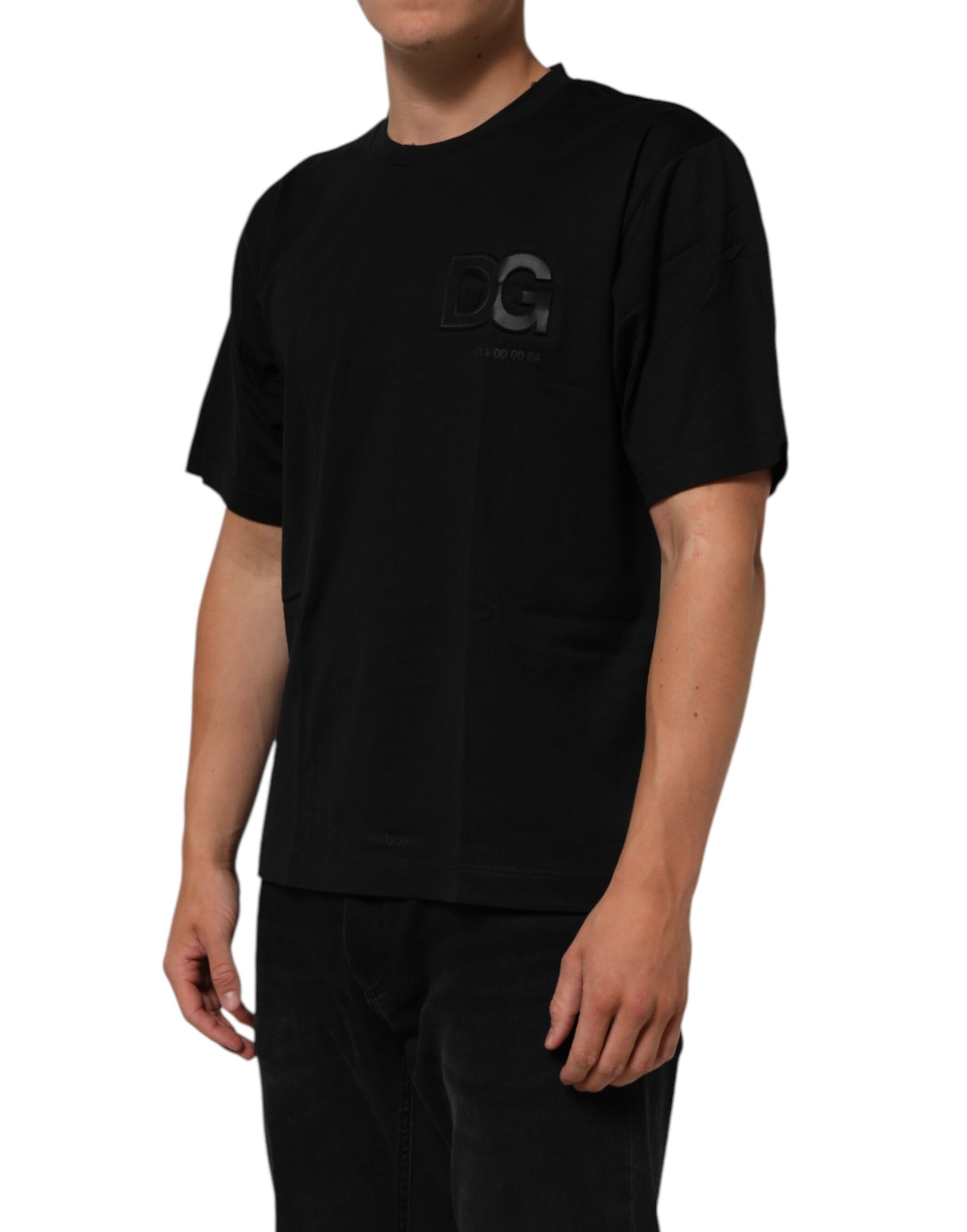 T-shirt homme Dolce & Gabbana en coton noir à col rond avec écusson logo
