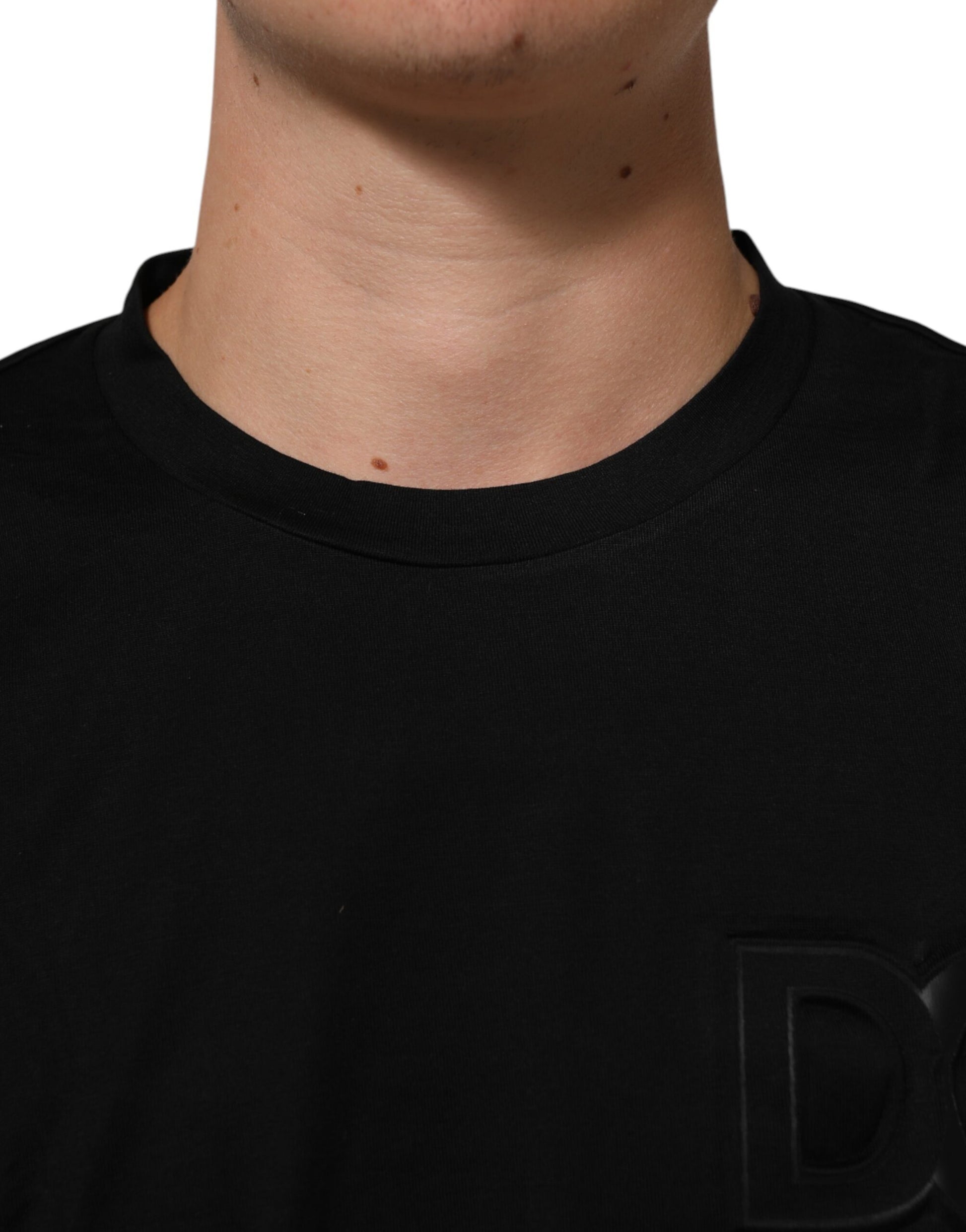 T-shirt homme Dolce & Gabbana en coton noir à col rond avec écusson logo