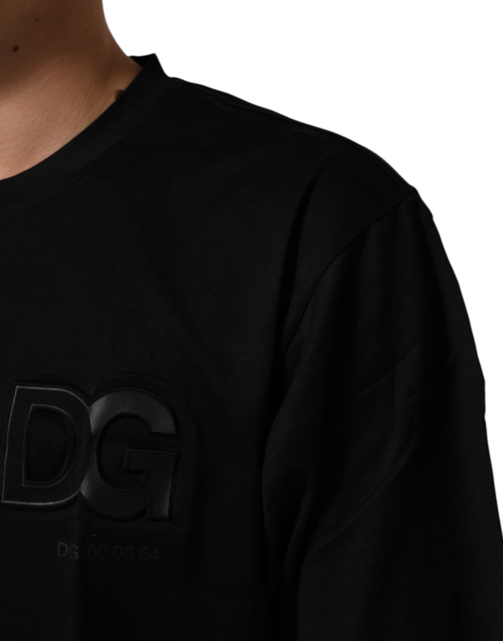 T-shirt homme Dolce & Gabbana en coton noir à col rond avec écusson logo