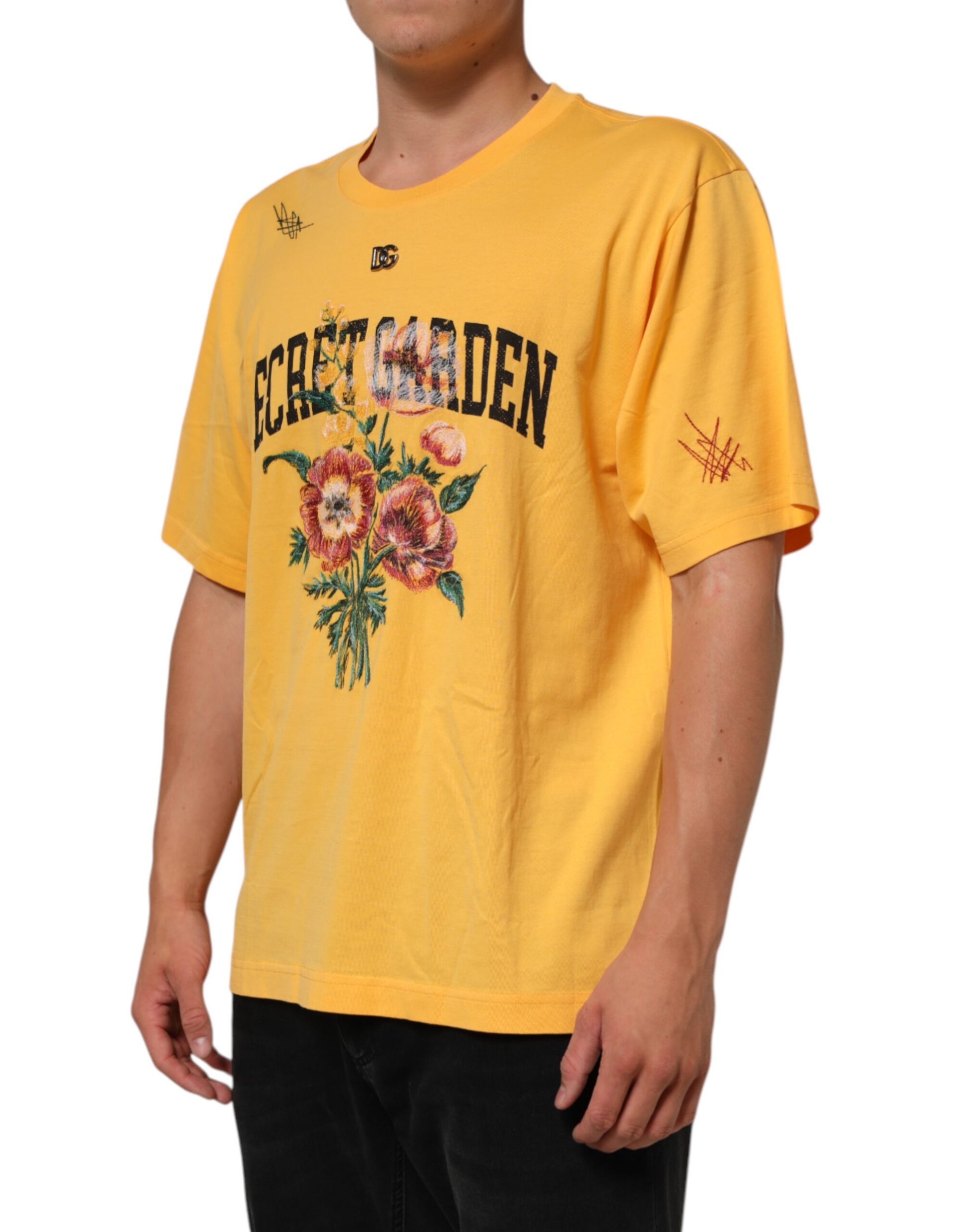 Dolce & Gabbana Yellow Short-Sleeve Shirt for Men detail view