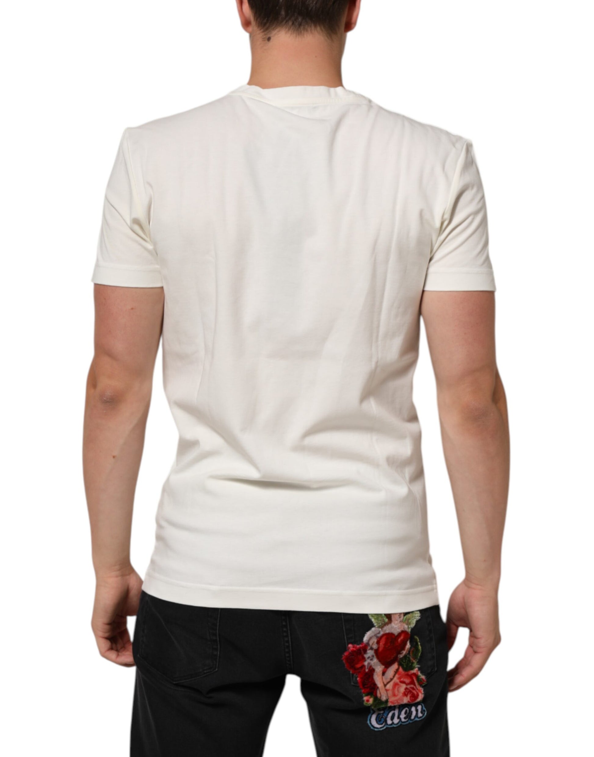 T-shirt homme Dolce & Gabbana en coton blanc avec imprimé bandana à logo