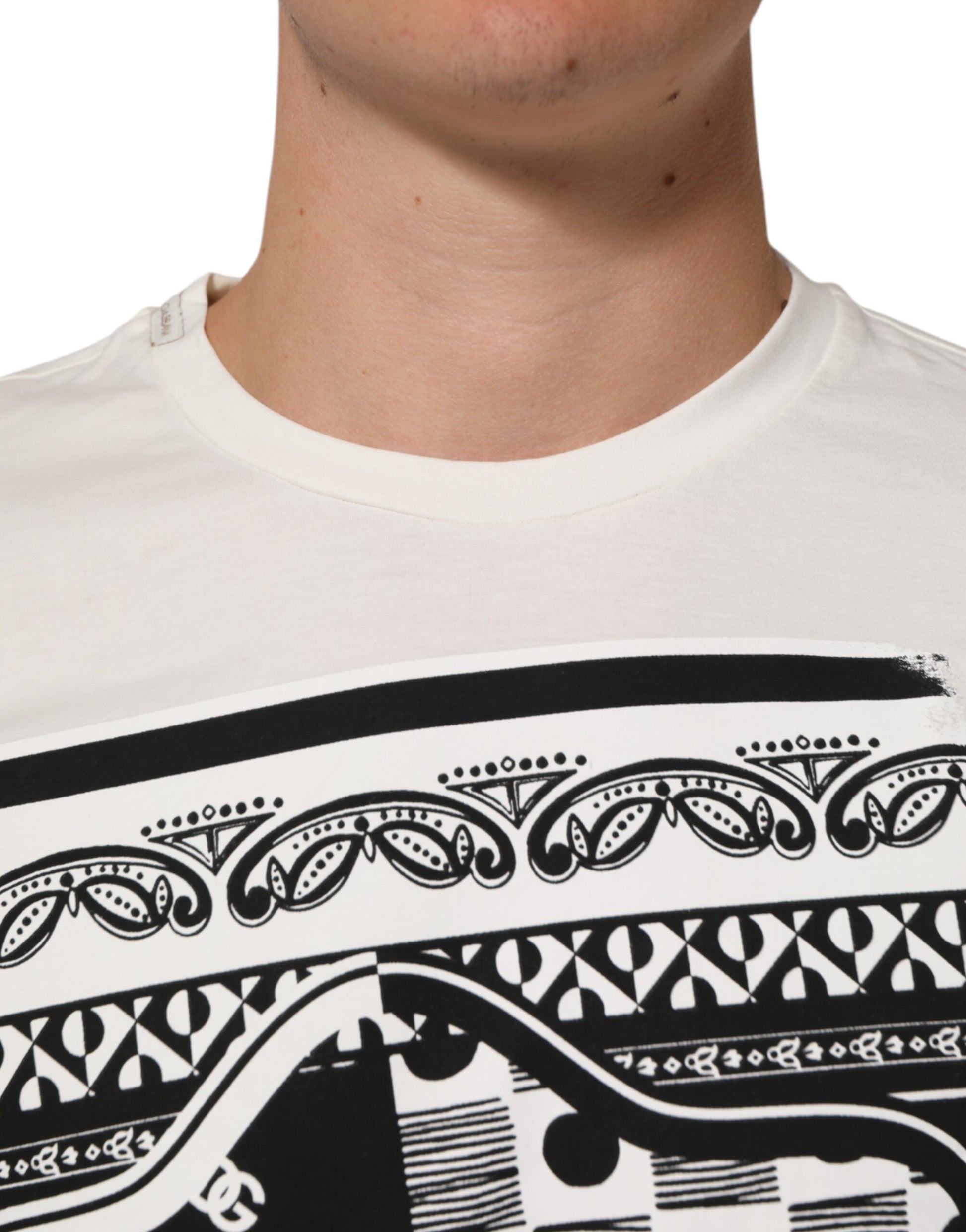 T-shirt homme Dolce & Gabbana en coton blanc avec imprimé bandana à logo