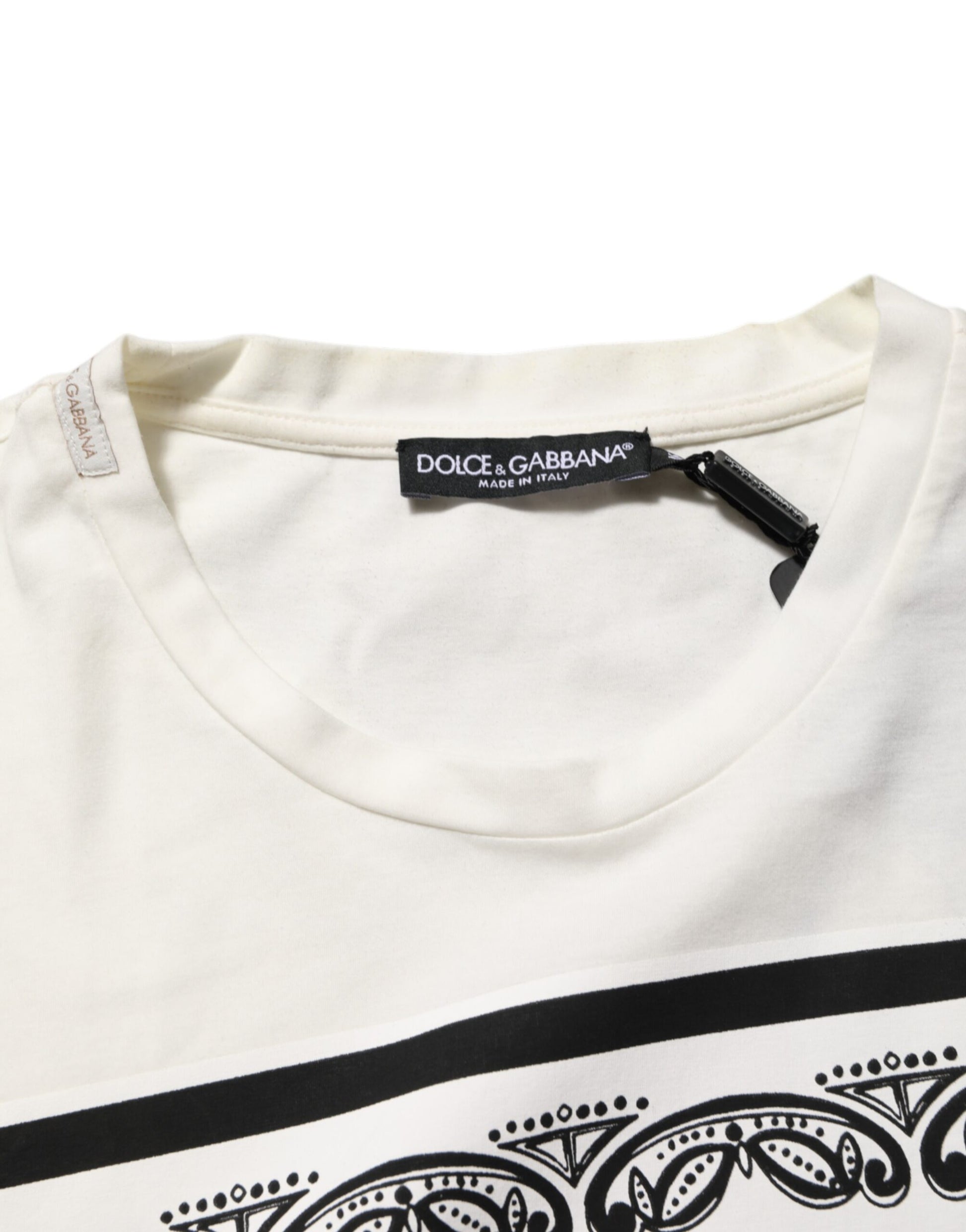 T-shirt homme Dolce & Gabbana en coton blanc avec imprimé bandana à logo