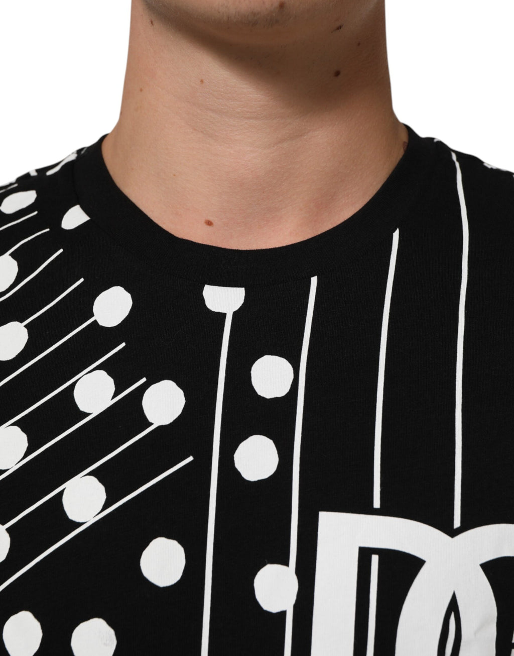 T-shirt Dolce & Gabbana en coton noir à pois et col rond