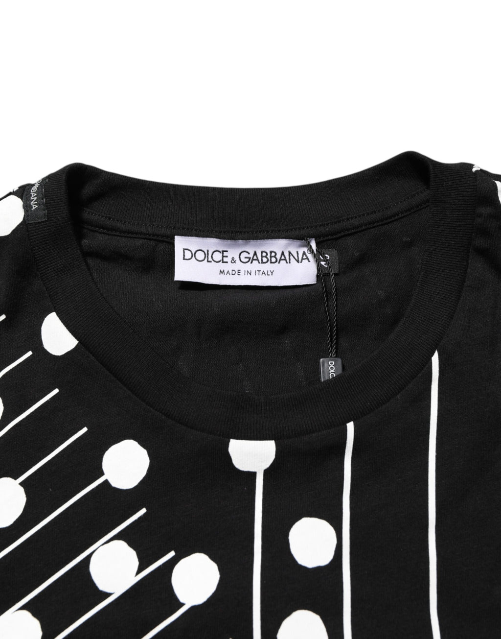 T-shirt Dolce & Gabbana en coton noir à pois et col rond