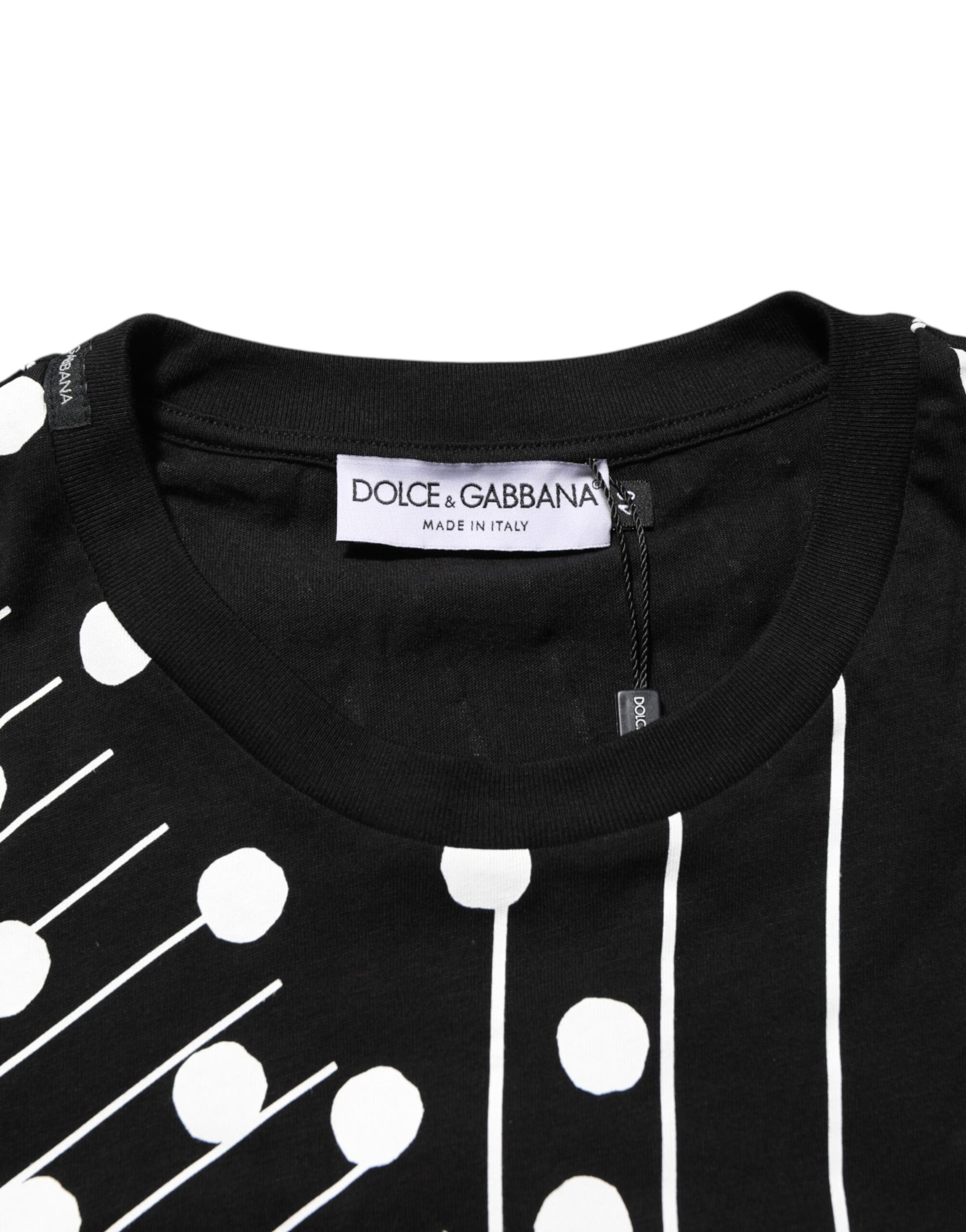 T-shirt Dolce & Gabbana en coton noir à pois et col rond
