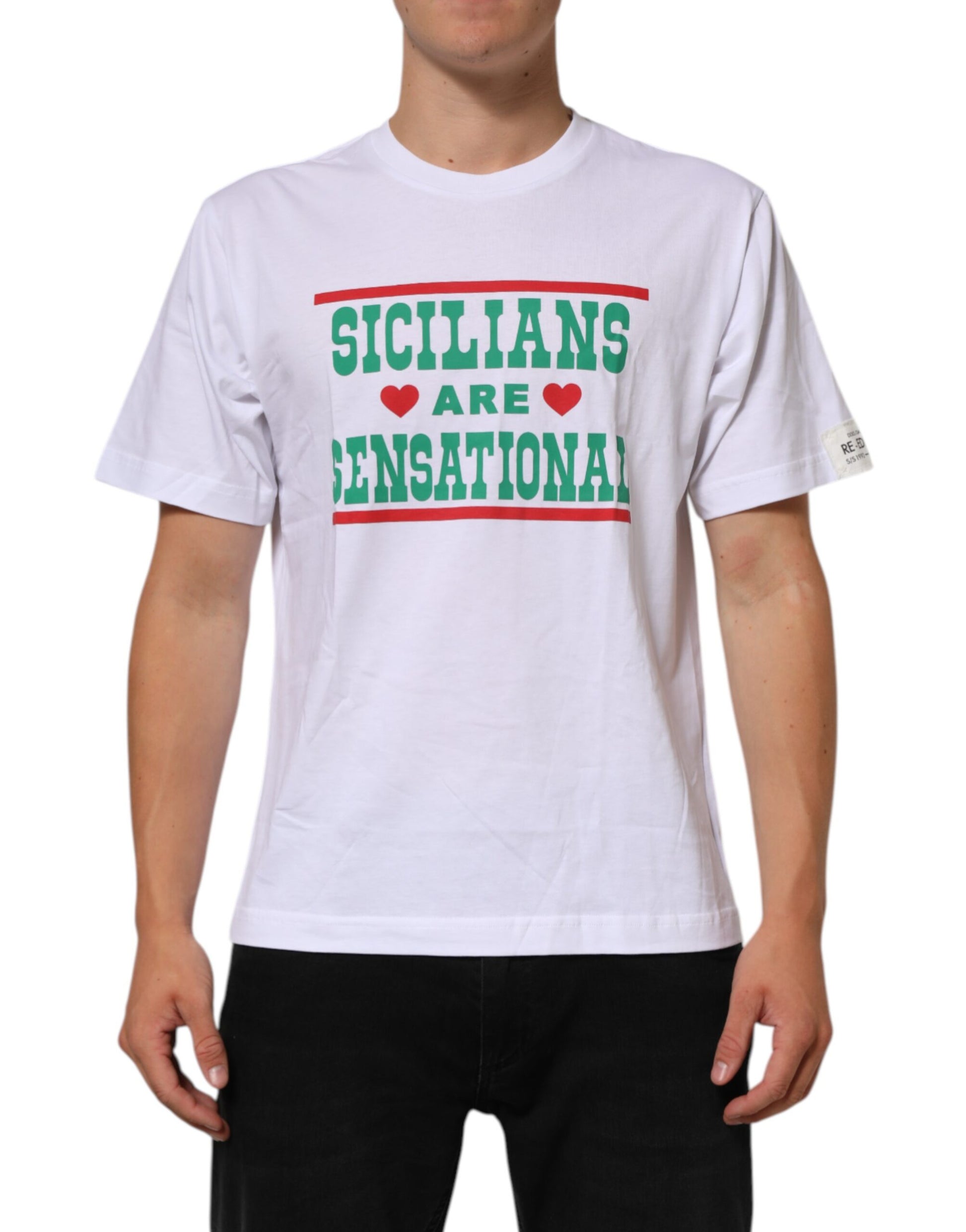 T-shirt Dolce & Gabbana en coton blanc à col rond et imprimé graphique