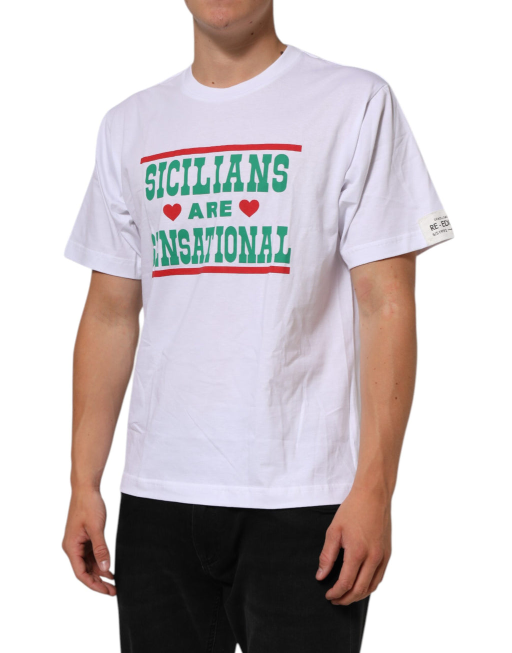 T-shirt Dolce & Gabbana en coton blanc à col rond et imprimé graphique