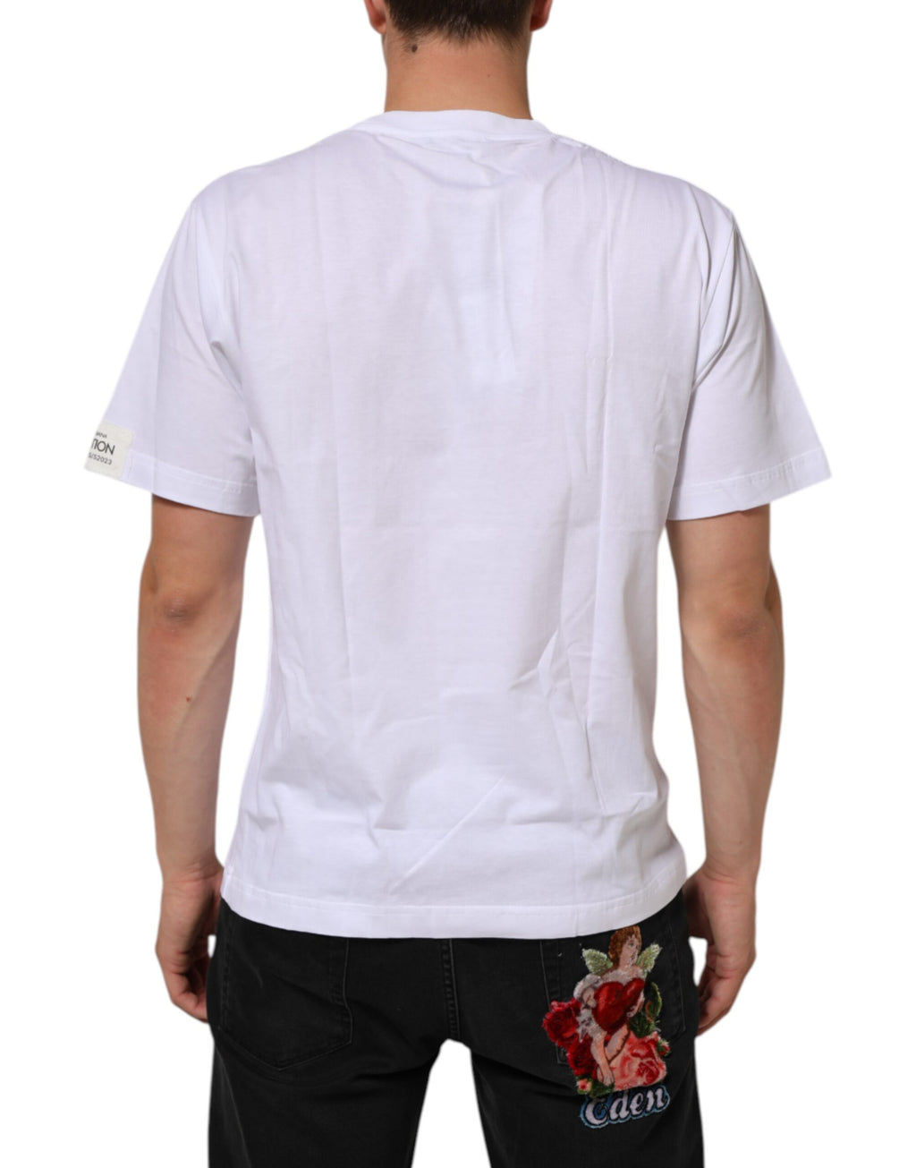 T-shirt Dolce & Gabbana en coton blanc à col rond et imprimé graphique